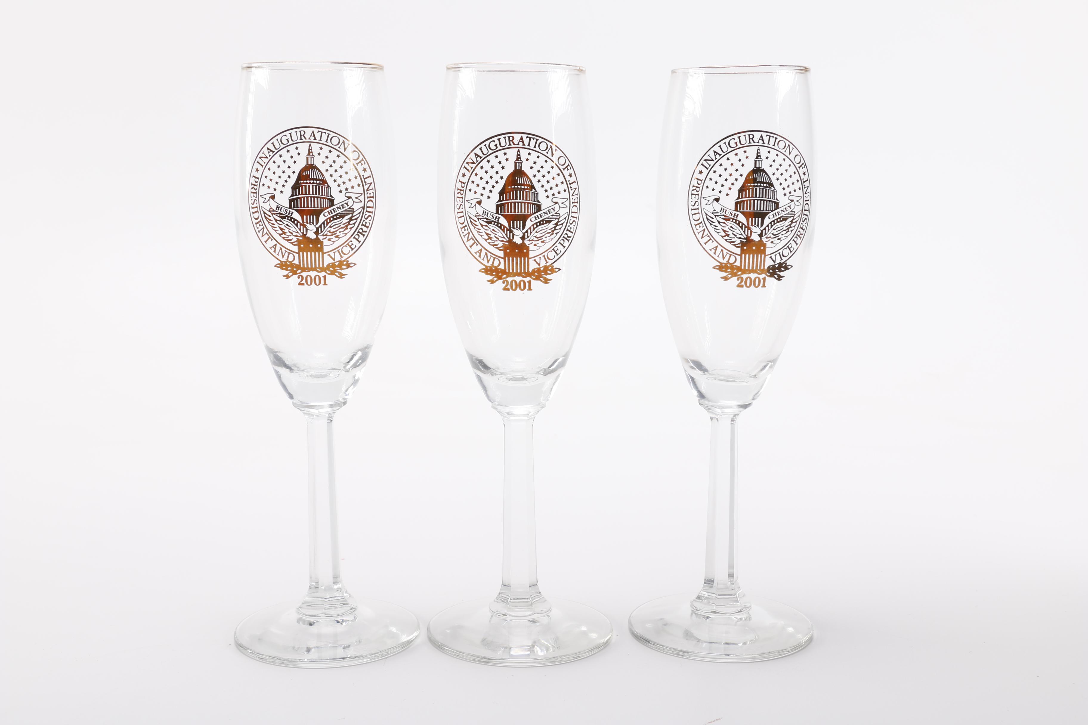 2001 Bush and Cheney Inauguration Champagne Glasses