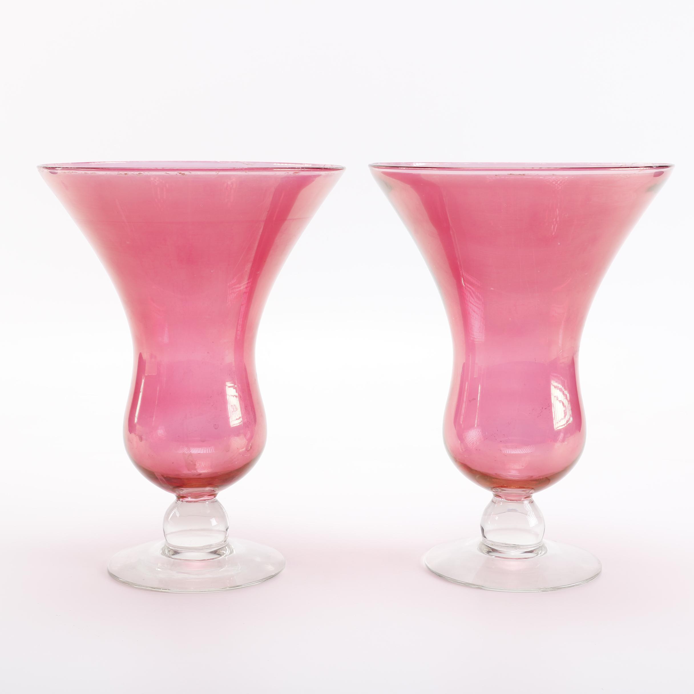 Cranberry Tint Trumpet Vases