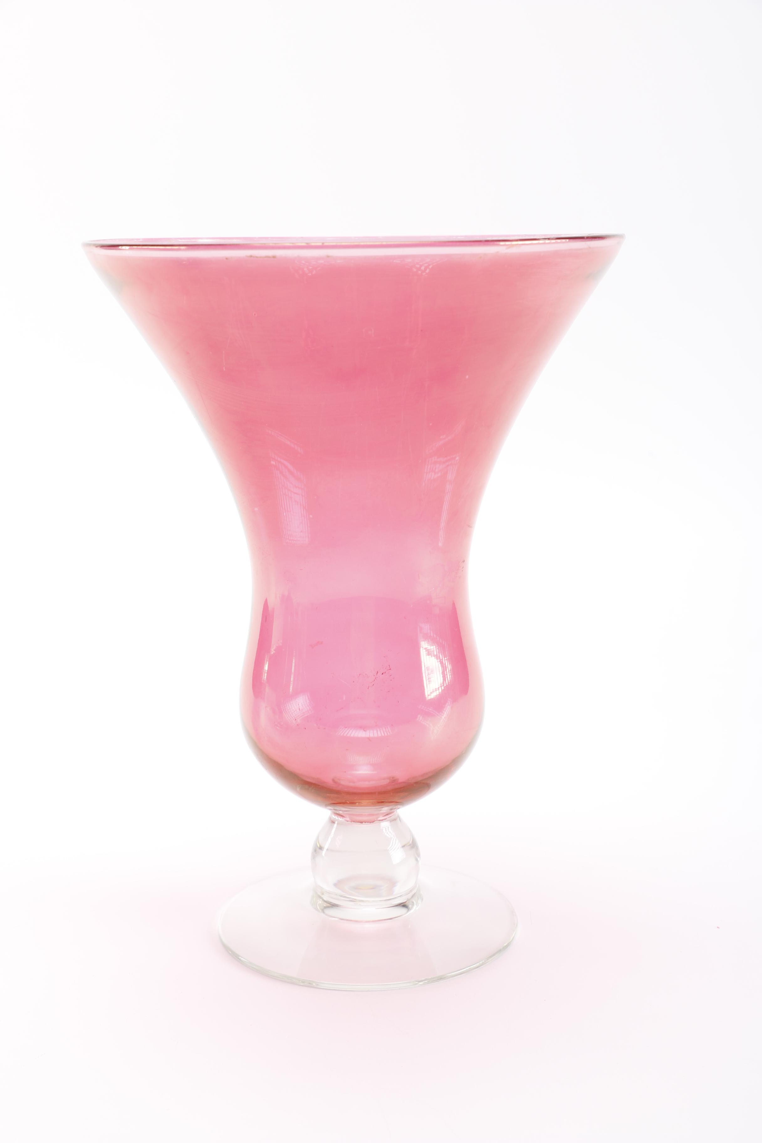 Cranberry Tint Trumpet Vases