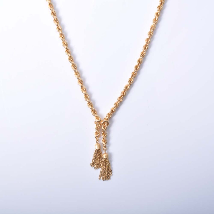 18K Yellow Gold Tassel Necklace