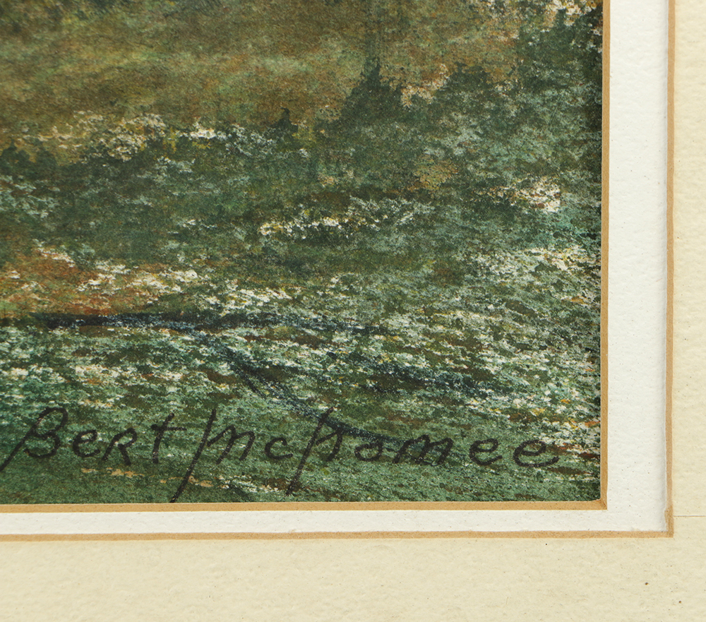 Bert McNomee Watercolor Painting on Paper of Waterside Landscape