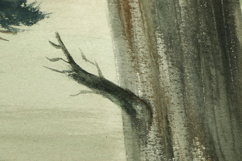 Bert McNomee Watercolor Painting on Paper of Waterside Landscape