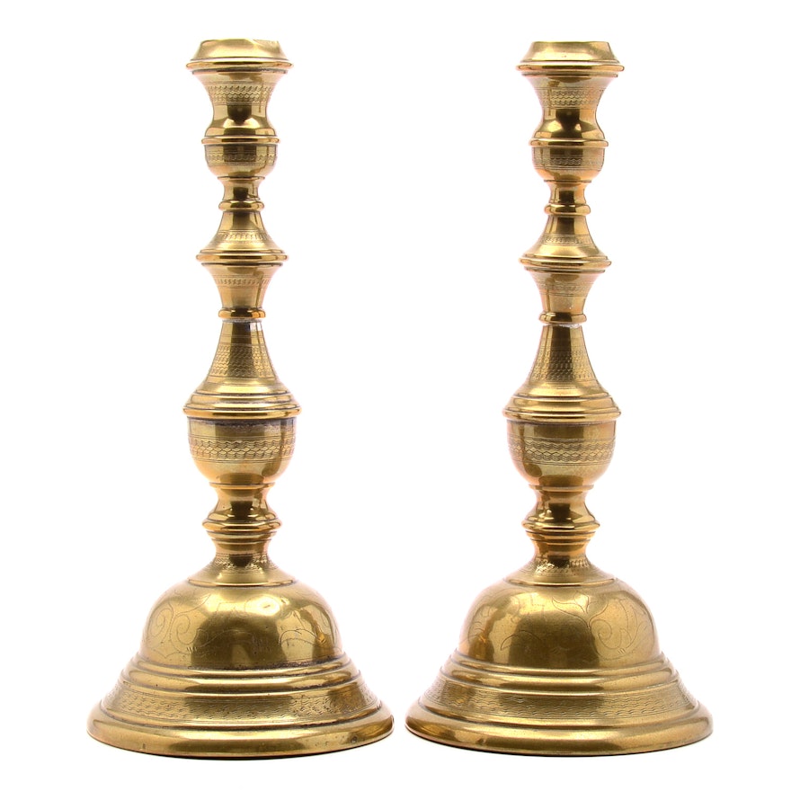 Pair of Large Brass Candlesticks