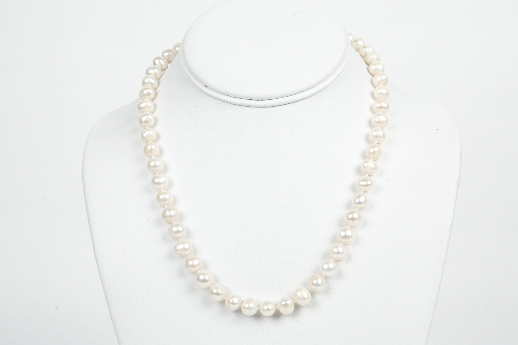 Pearl Necklace with Sterling Silver Clasp