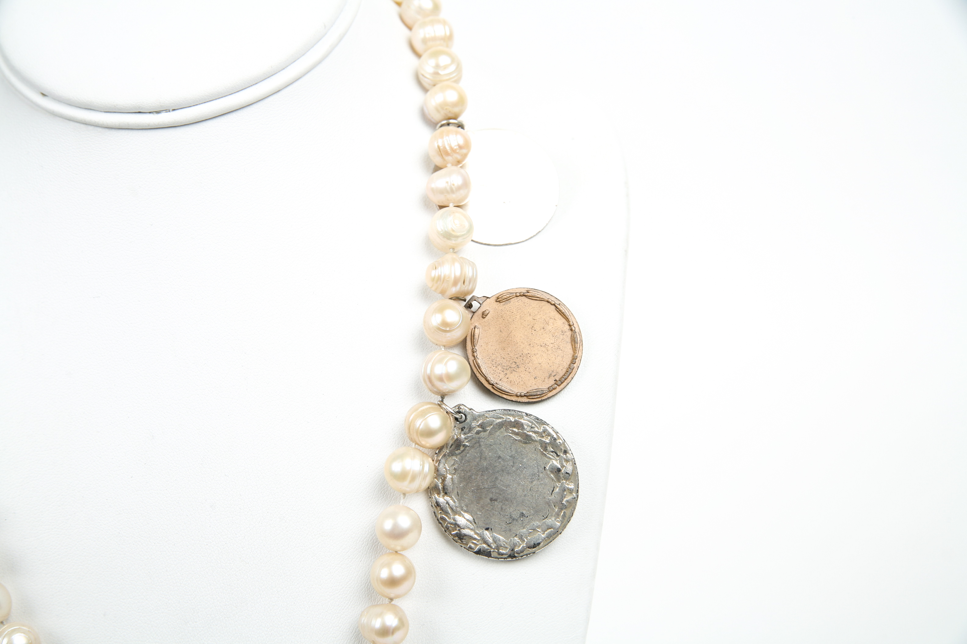 Pearl Necklace with Sports Medallions
