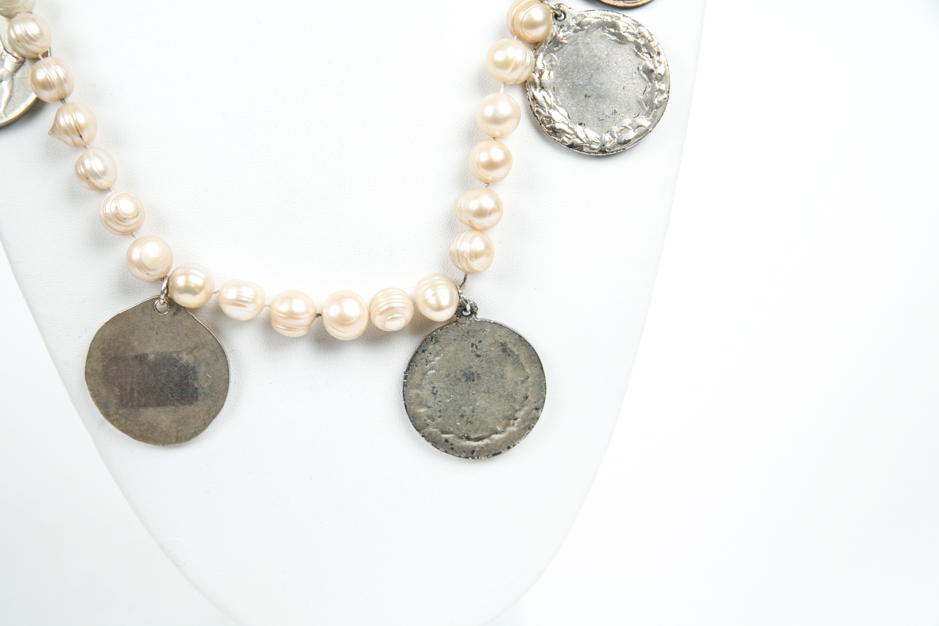 Pearl Necklace with Sports Medallions