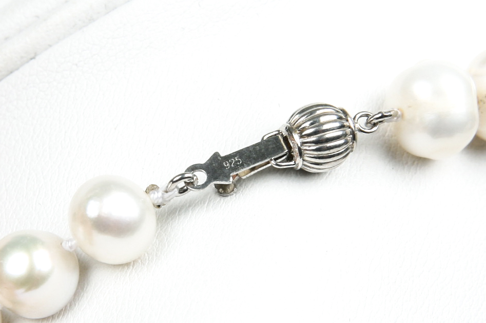 Pearl Necklace with Sterling Silver Clasp