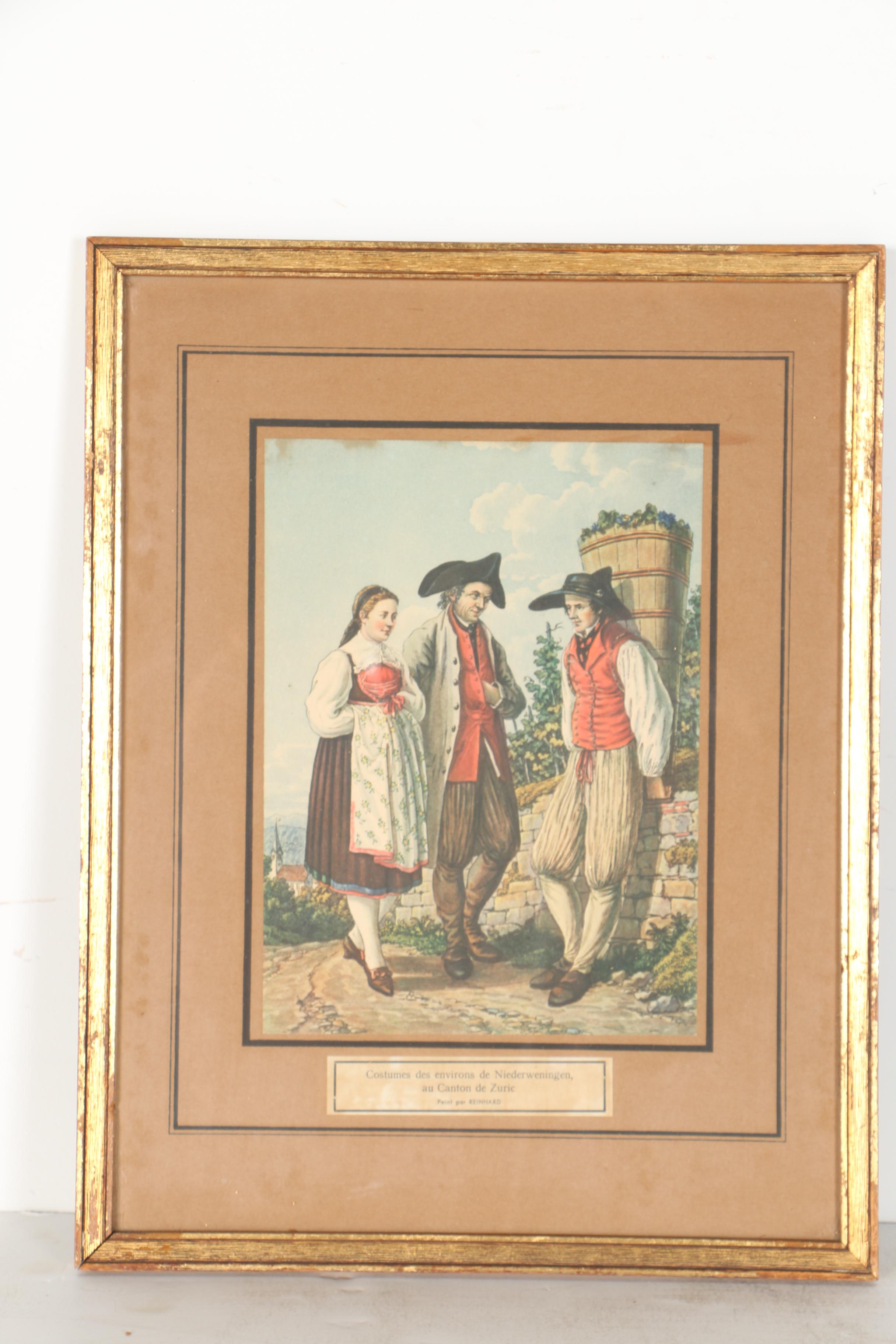 Josef Reinhardt Vintage Lithographs of Swiss Canton Costumes