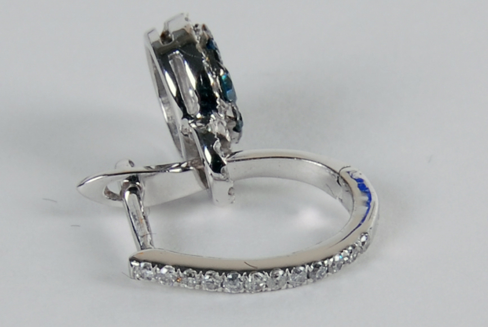 Two Pairs of EFFY 14K White Gold Blue Diamond and White Diamond Earrings