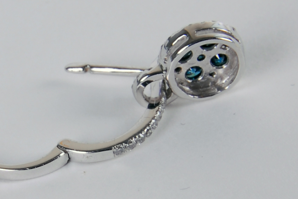 Two Pairs of EFFY 14K White Gold Blue Diamond and White Diamond Earrings