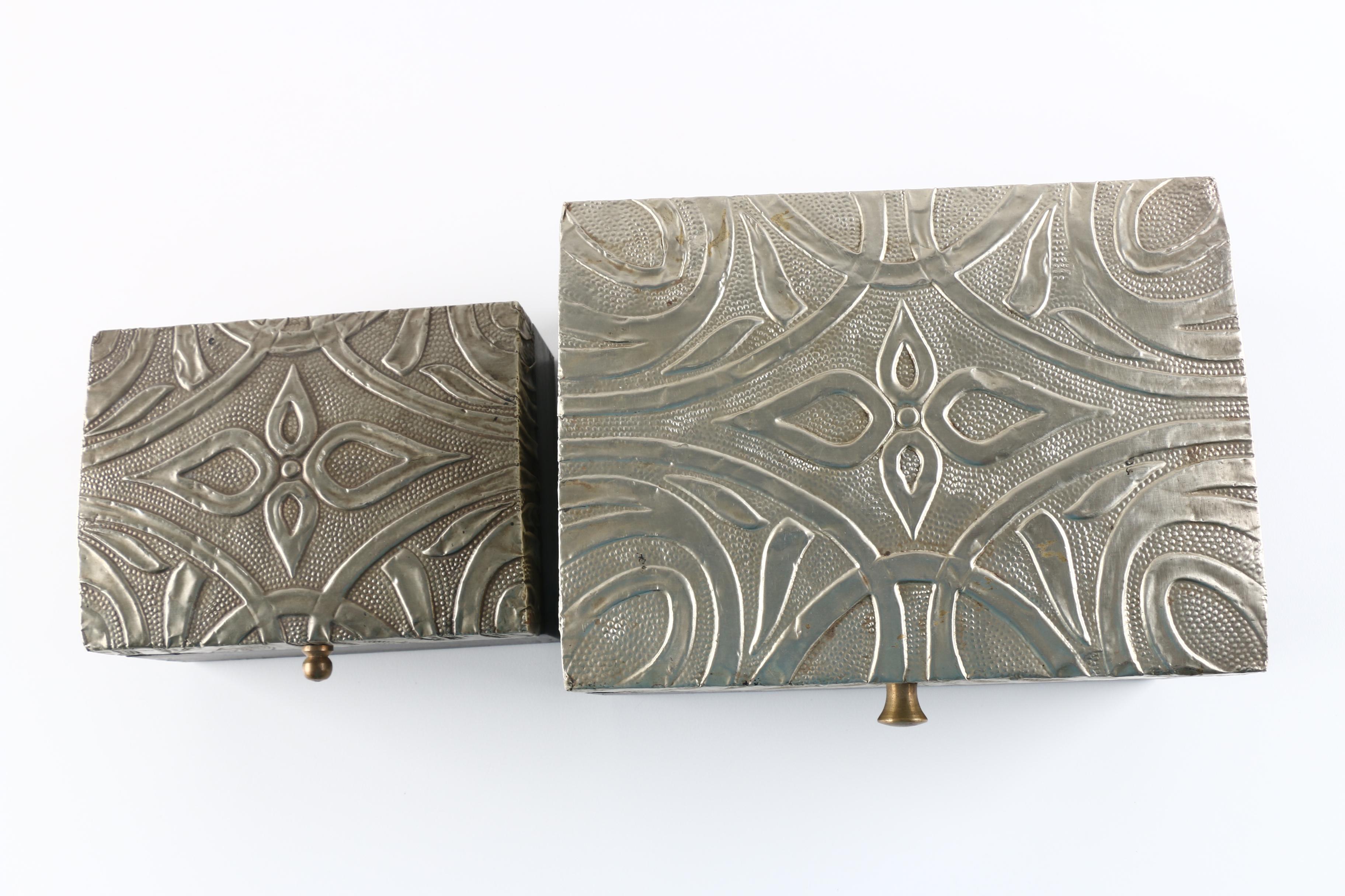 Wooden Nesting Boxes With Tin Hammered Lids