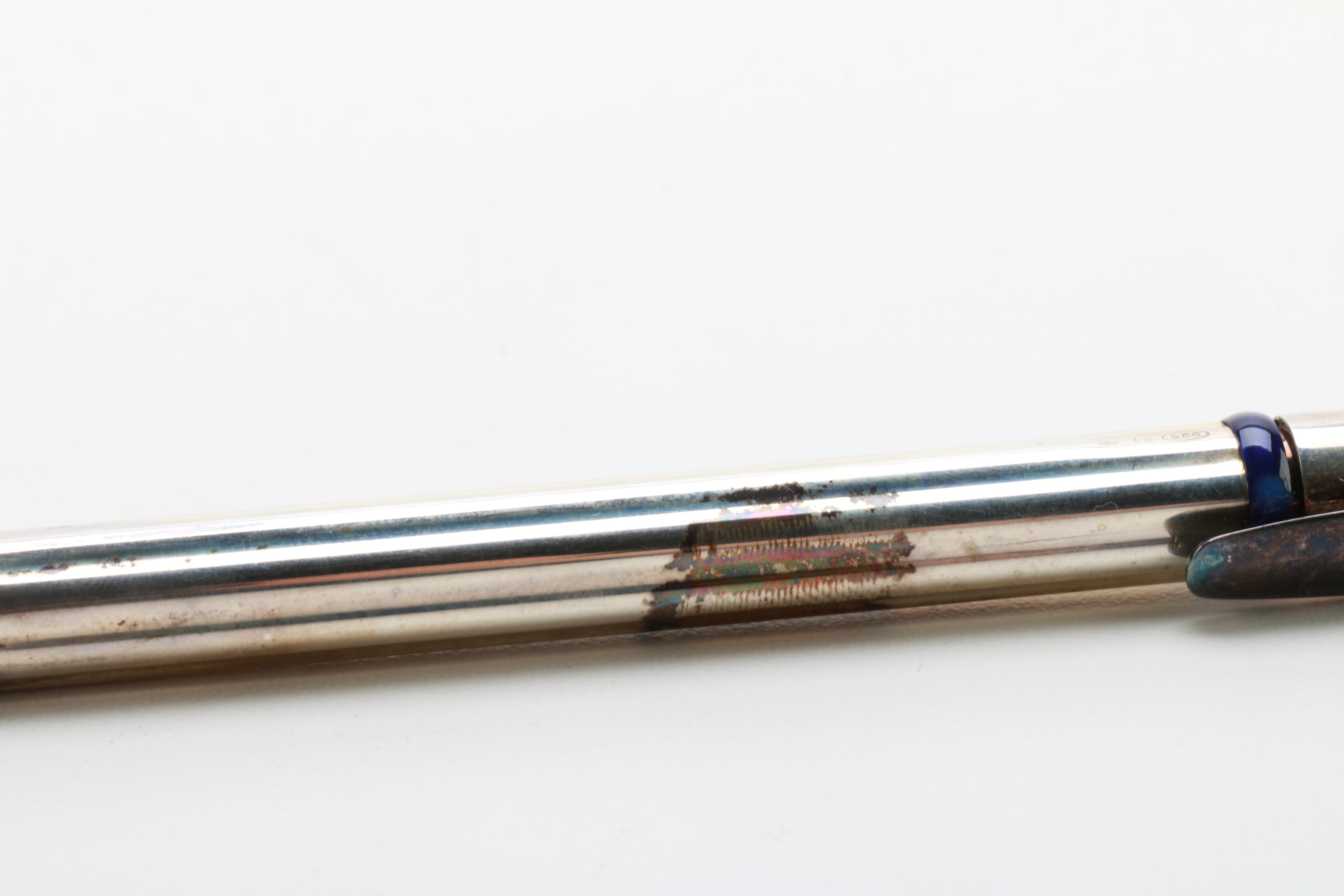 Italian Sterling Silver Pen With Wooden Presentation Case