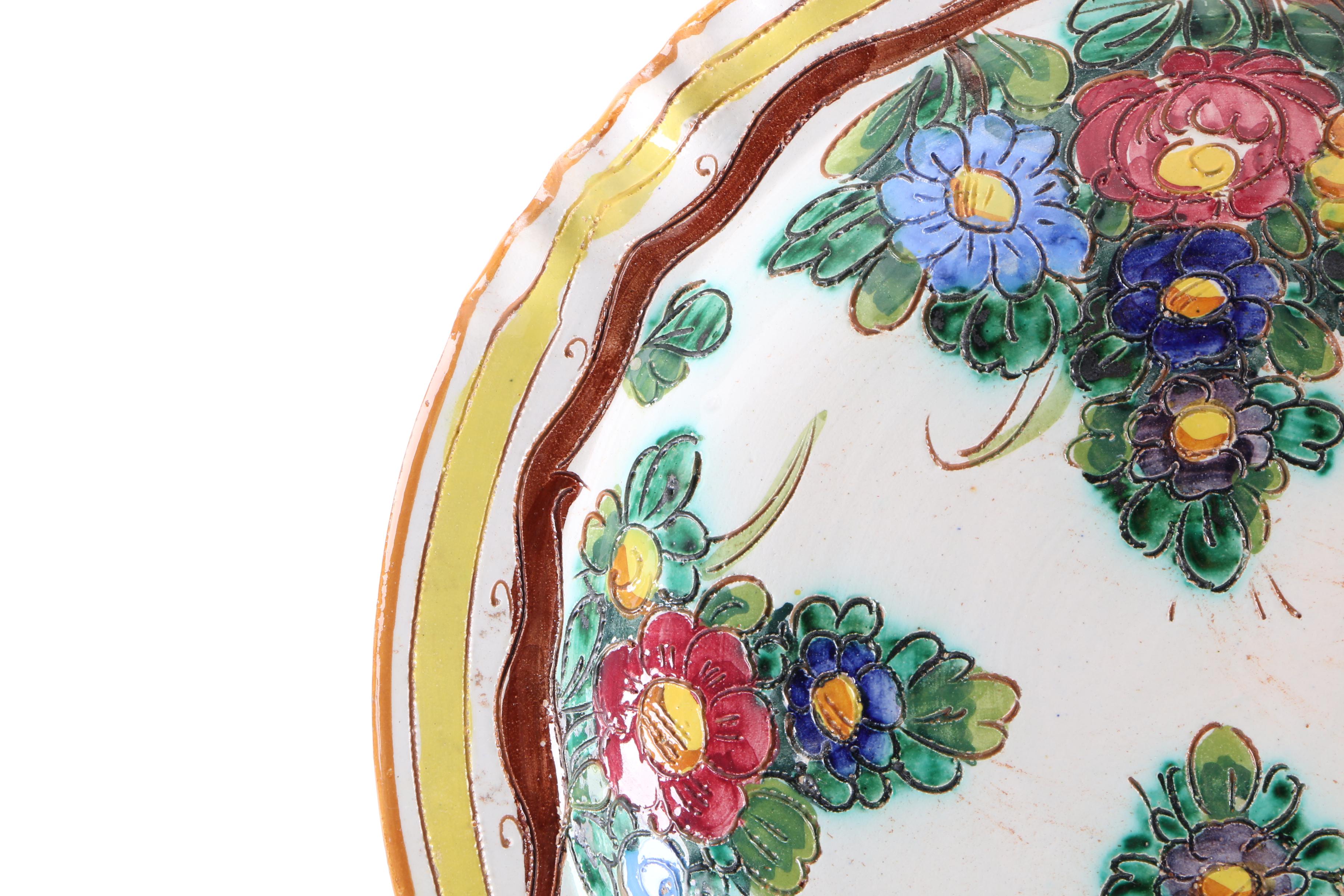 Hand Painted Floral Pitcher and Plates