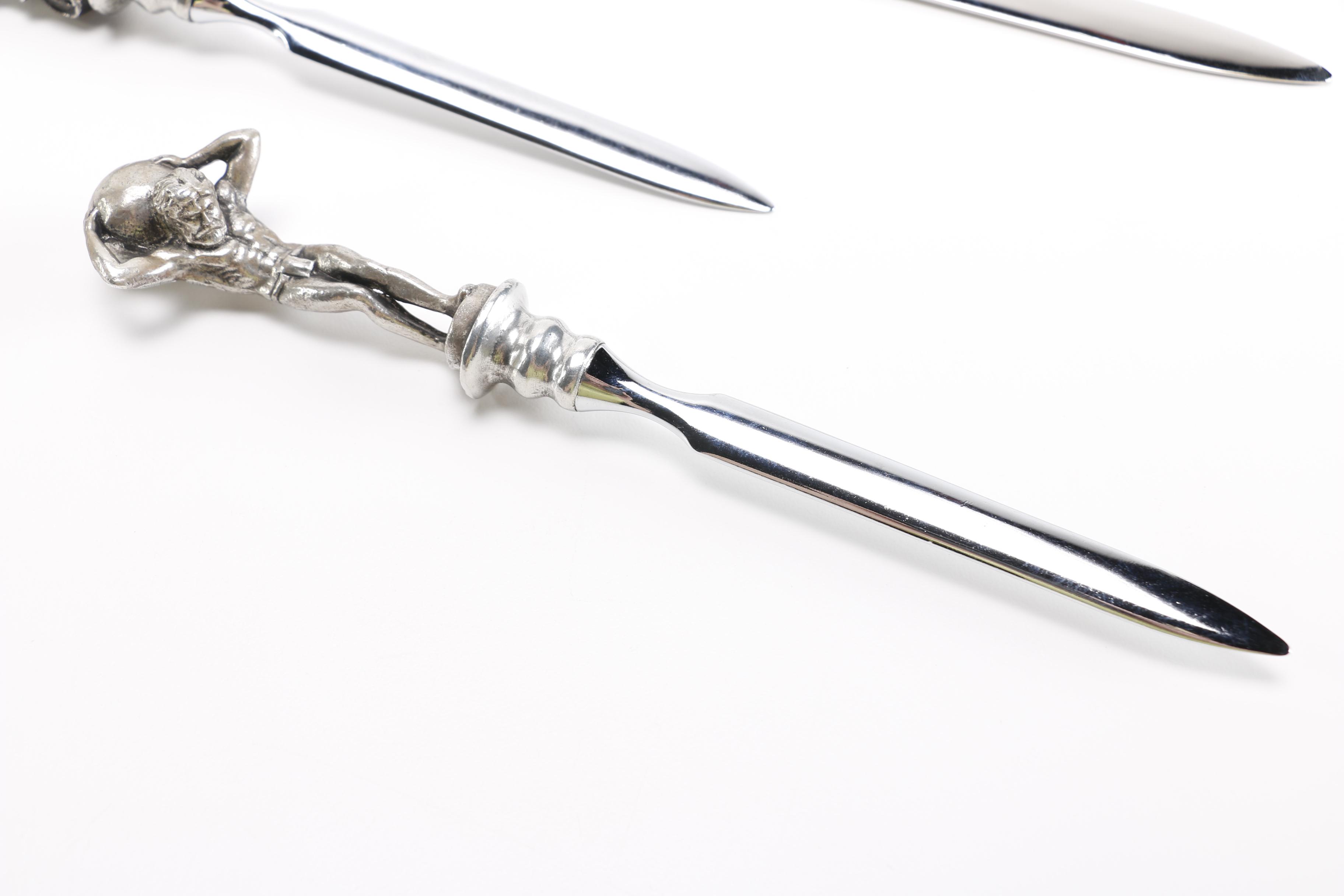 Assortment of Letter Openers Including Kirk Pewter and Cross