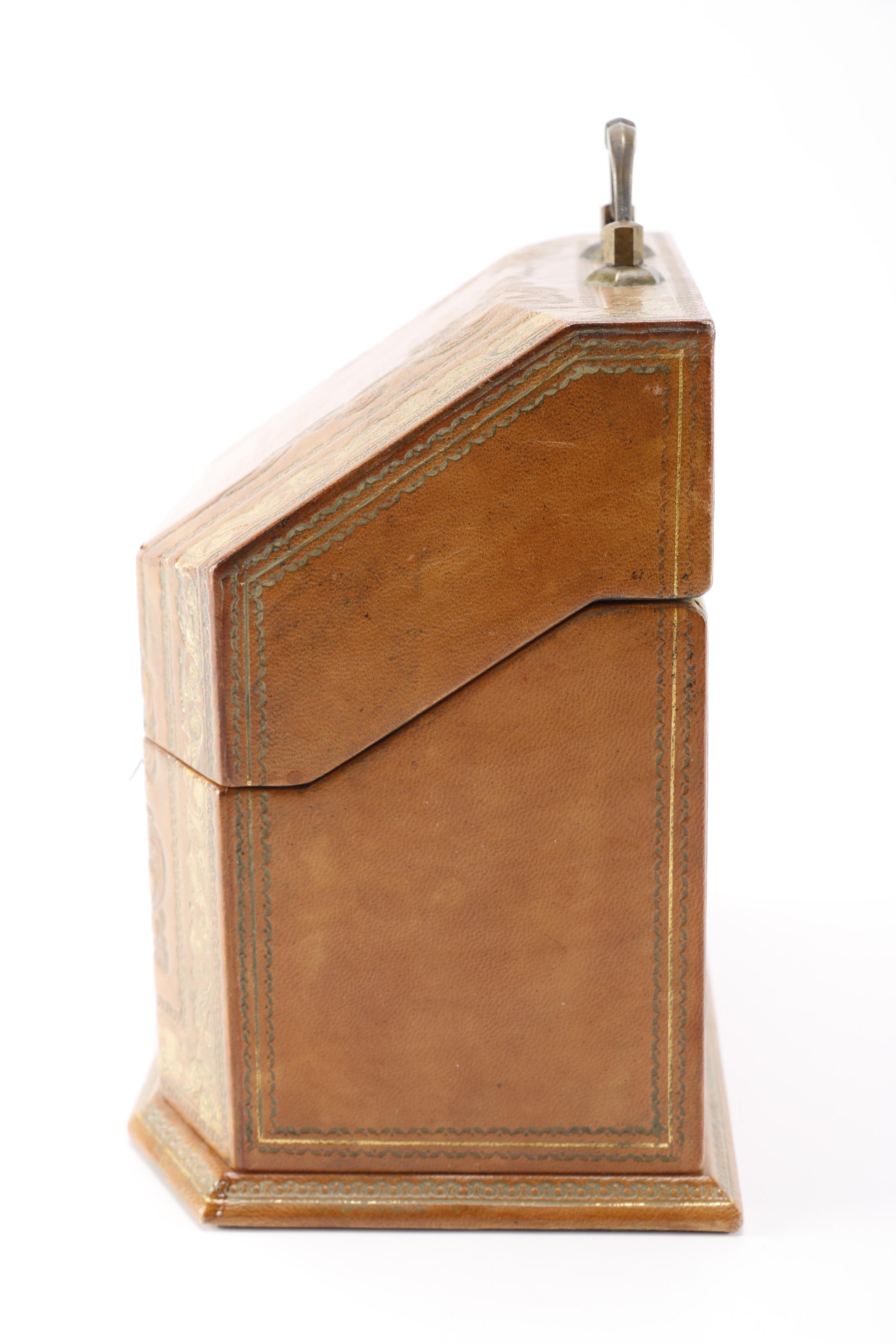 Tooled Leather Covered Wooden Box