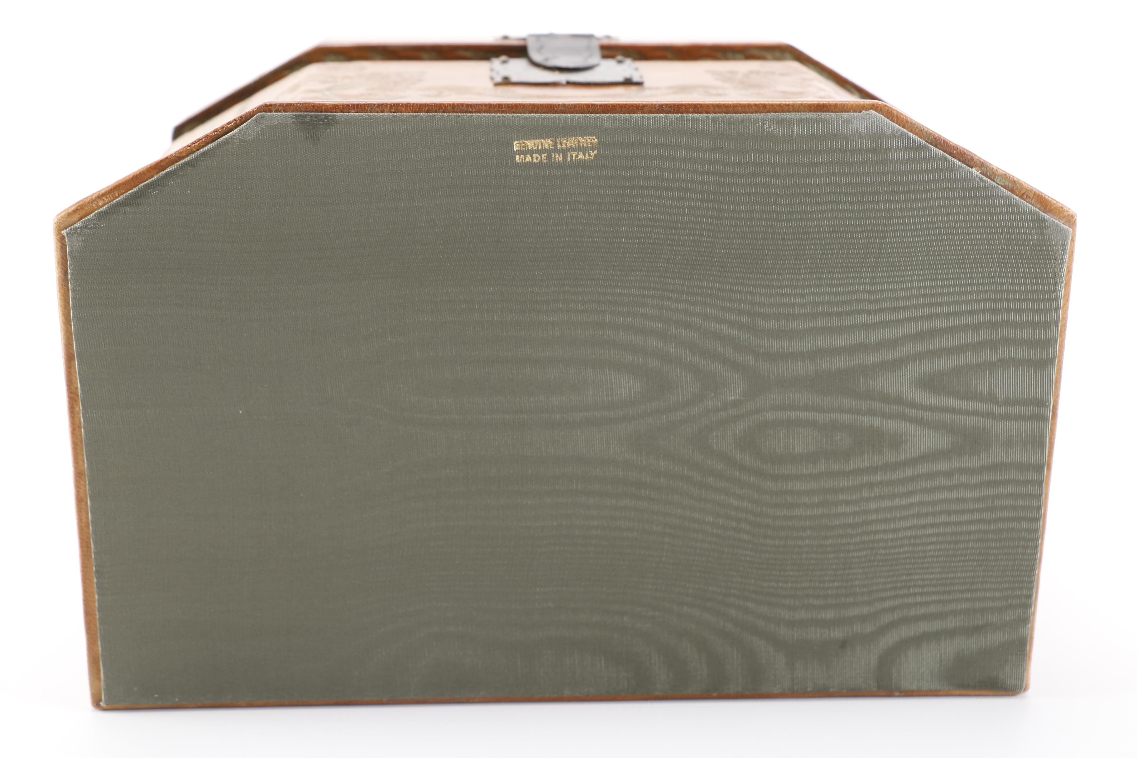 Tooled Leather Covered Wooden Box