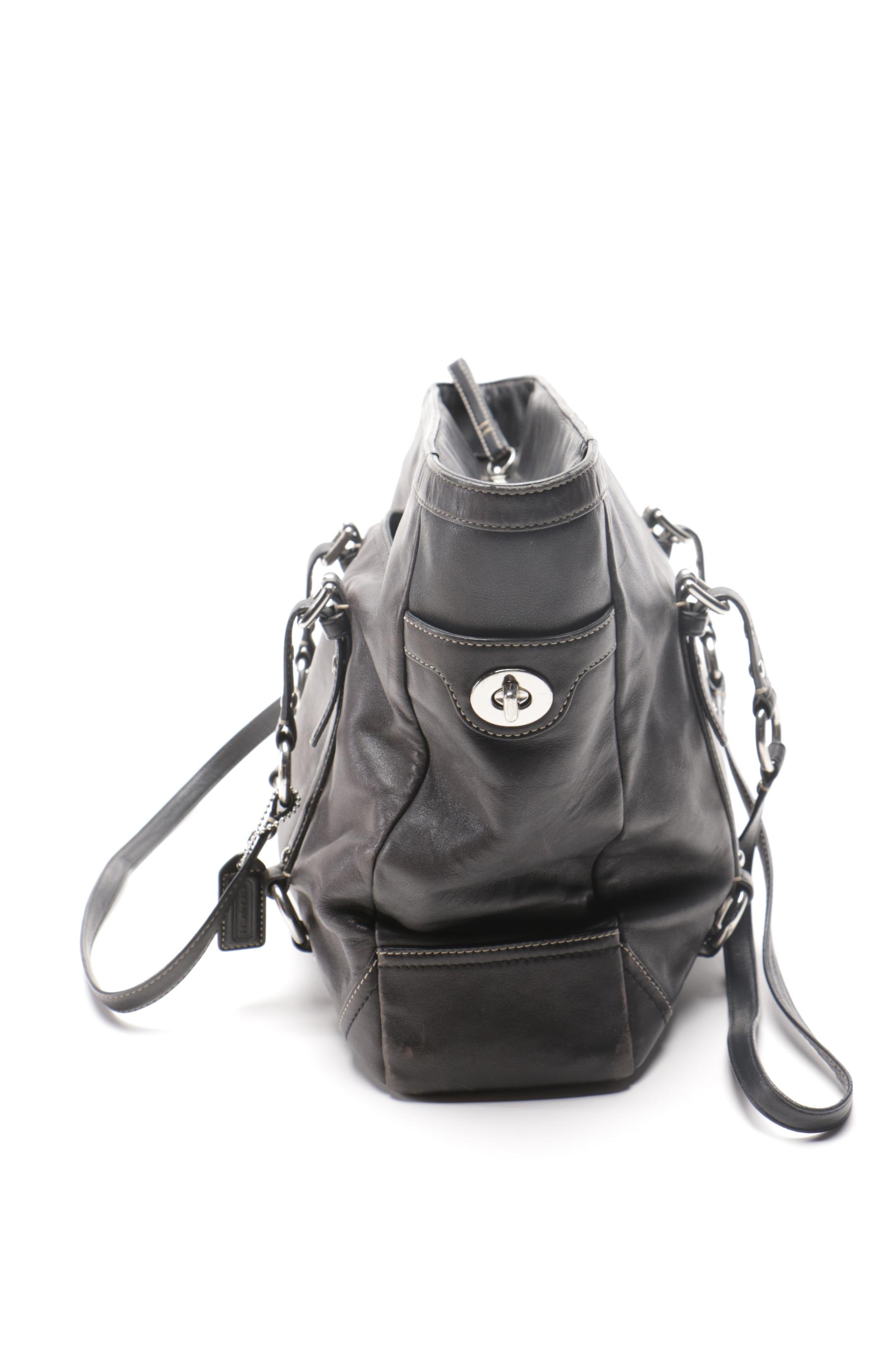 Coach Black Leather Tote Bag