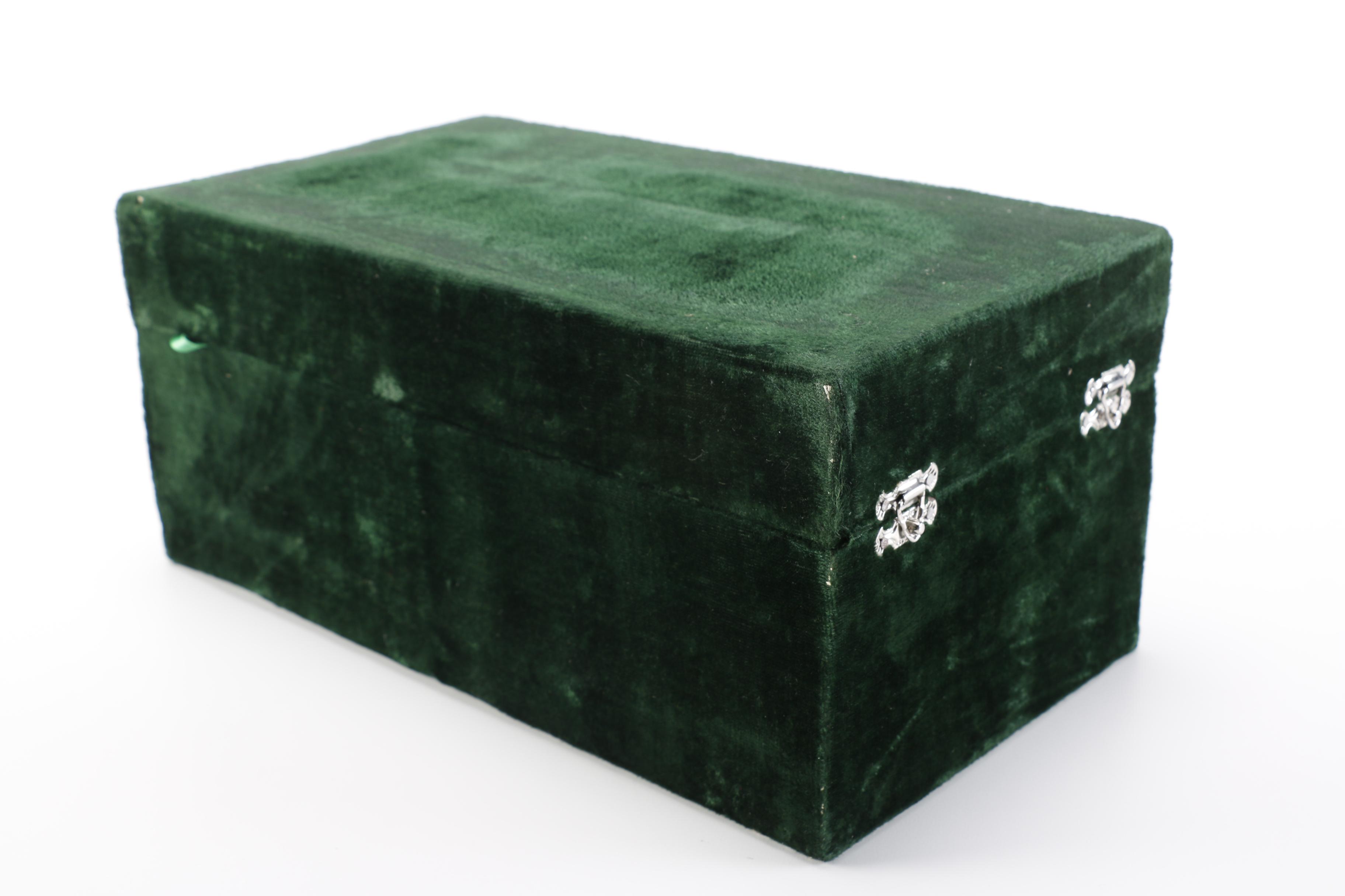 Europe Pewter Italian Baroque Style Chalice With Green Velvet Case