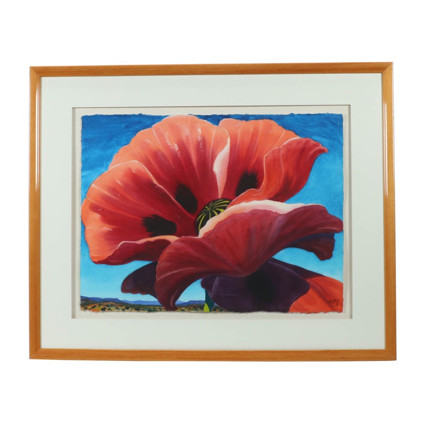 Todd Abbott Winters Watercolor Painting "Summer Poppy Breeze"