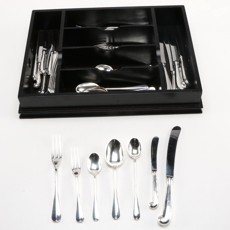 Stieff "Williamsburg Queen Anne" Sterling Flatware Set in Wooden Case