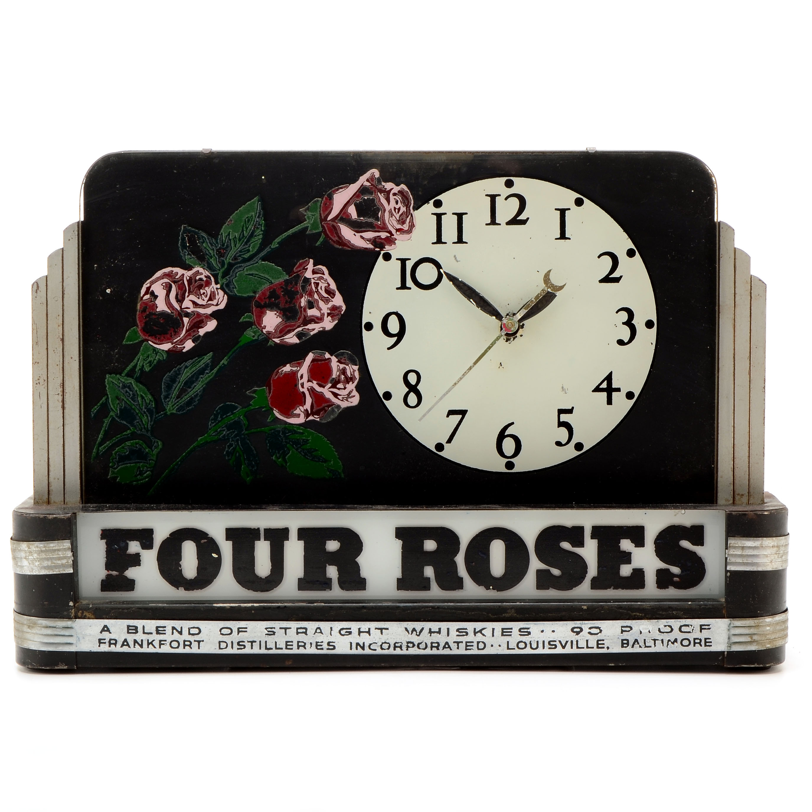 Four Roses Bourbon Whiskey Lighted Advertising Clock