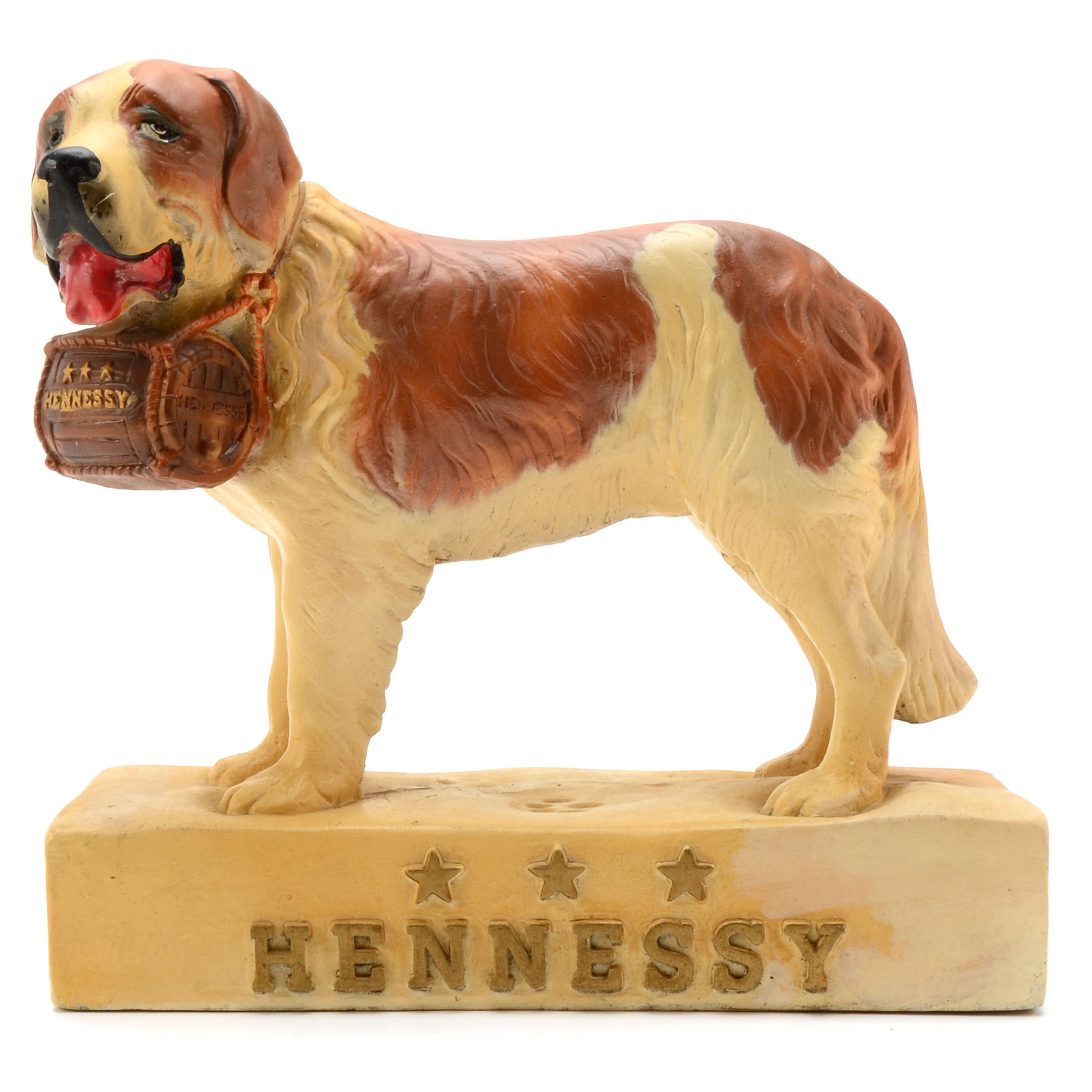 Vintage Hennessy St. Bernard Chalkware Advertising Statue