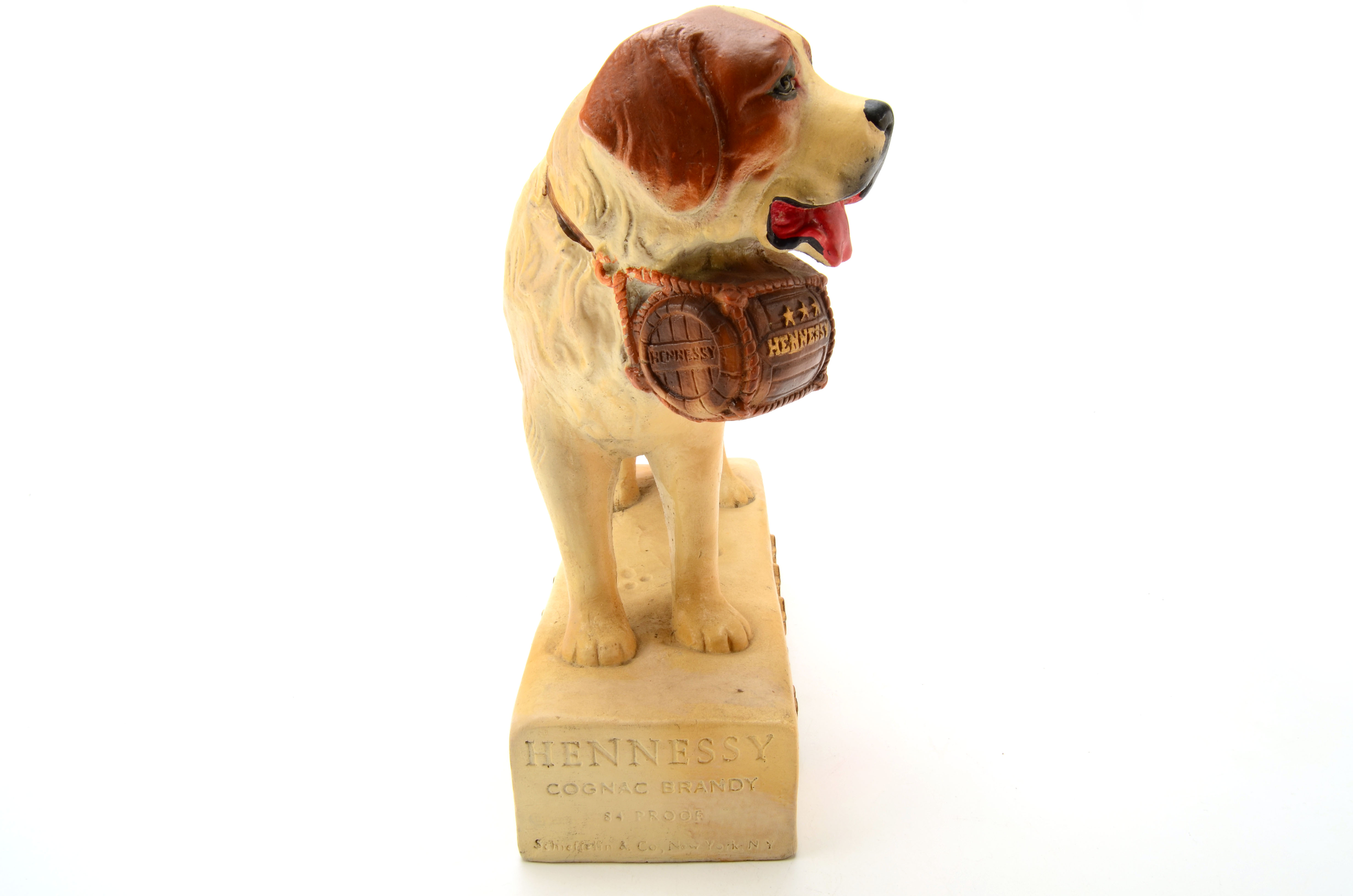 Vintage Hennessy St. Bernard Chalkware Advertising Statue