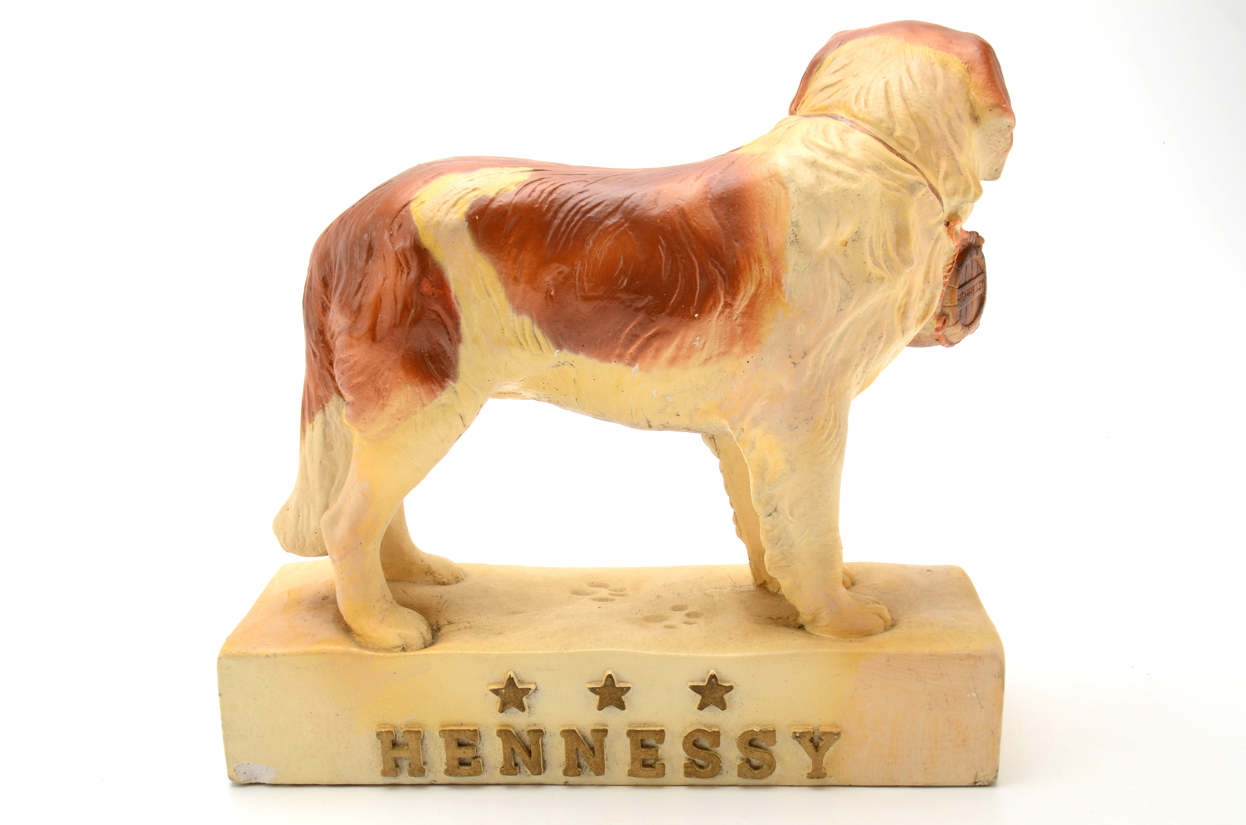 Vintage Hennessy St. Bernard Chalkware Advertising Statue