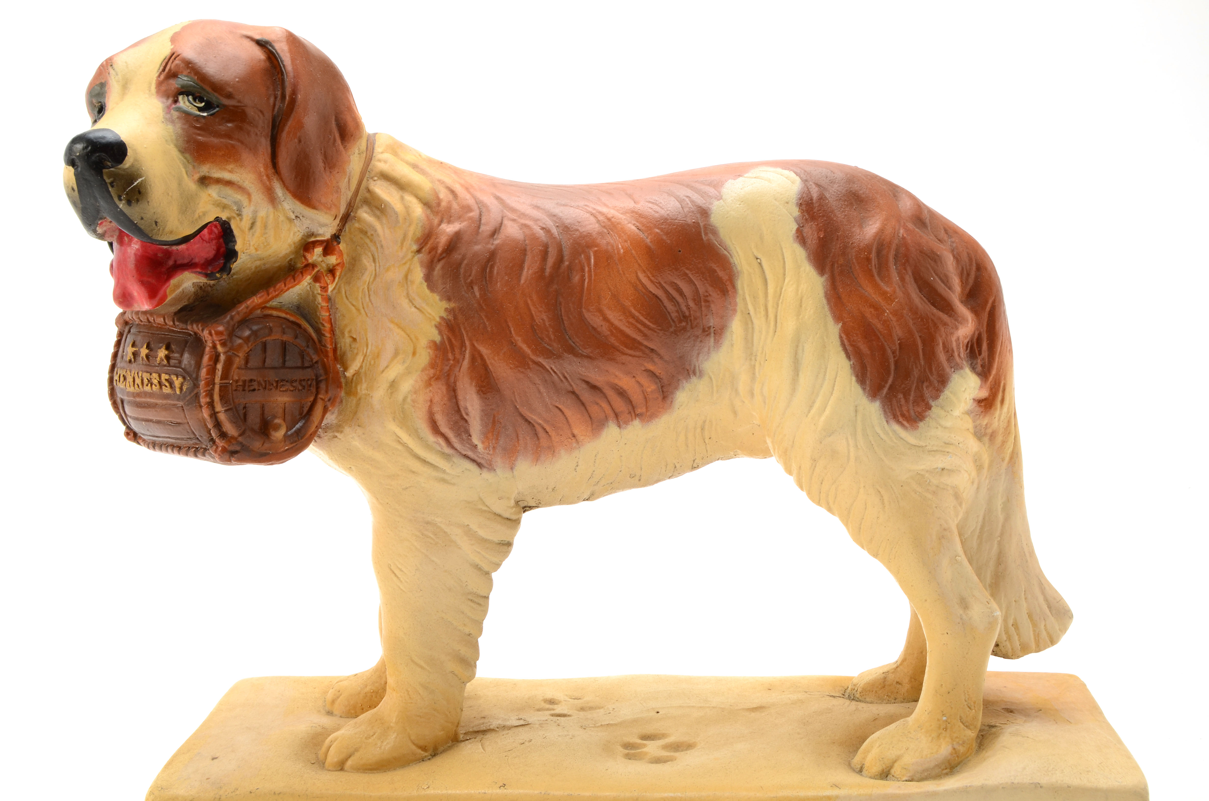 Vintage Hennessy St. Bernard Chalkware Advertising Statue