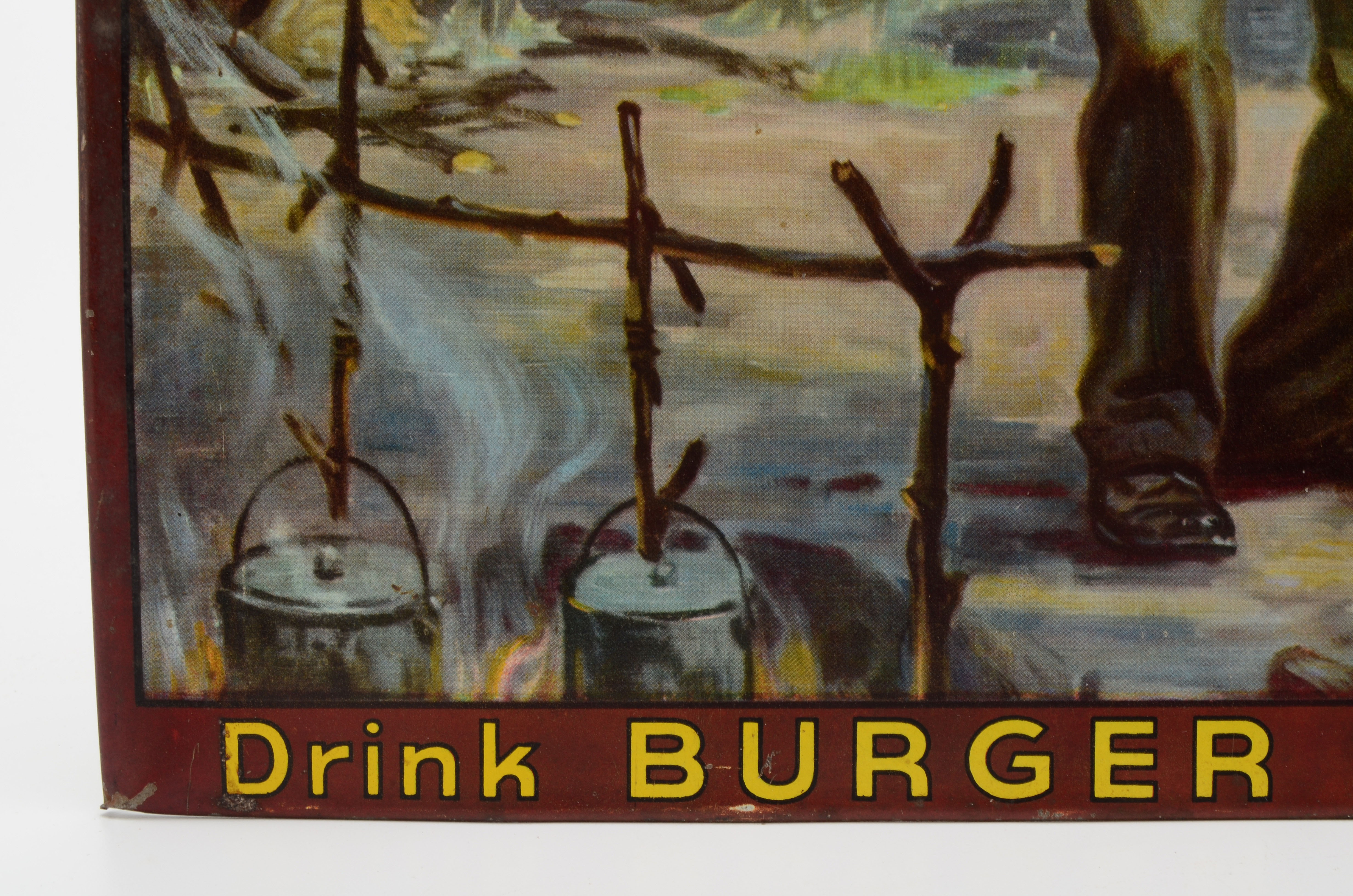Vintage Burger Beer Tin Lithograph Advertising Sign