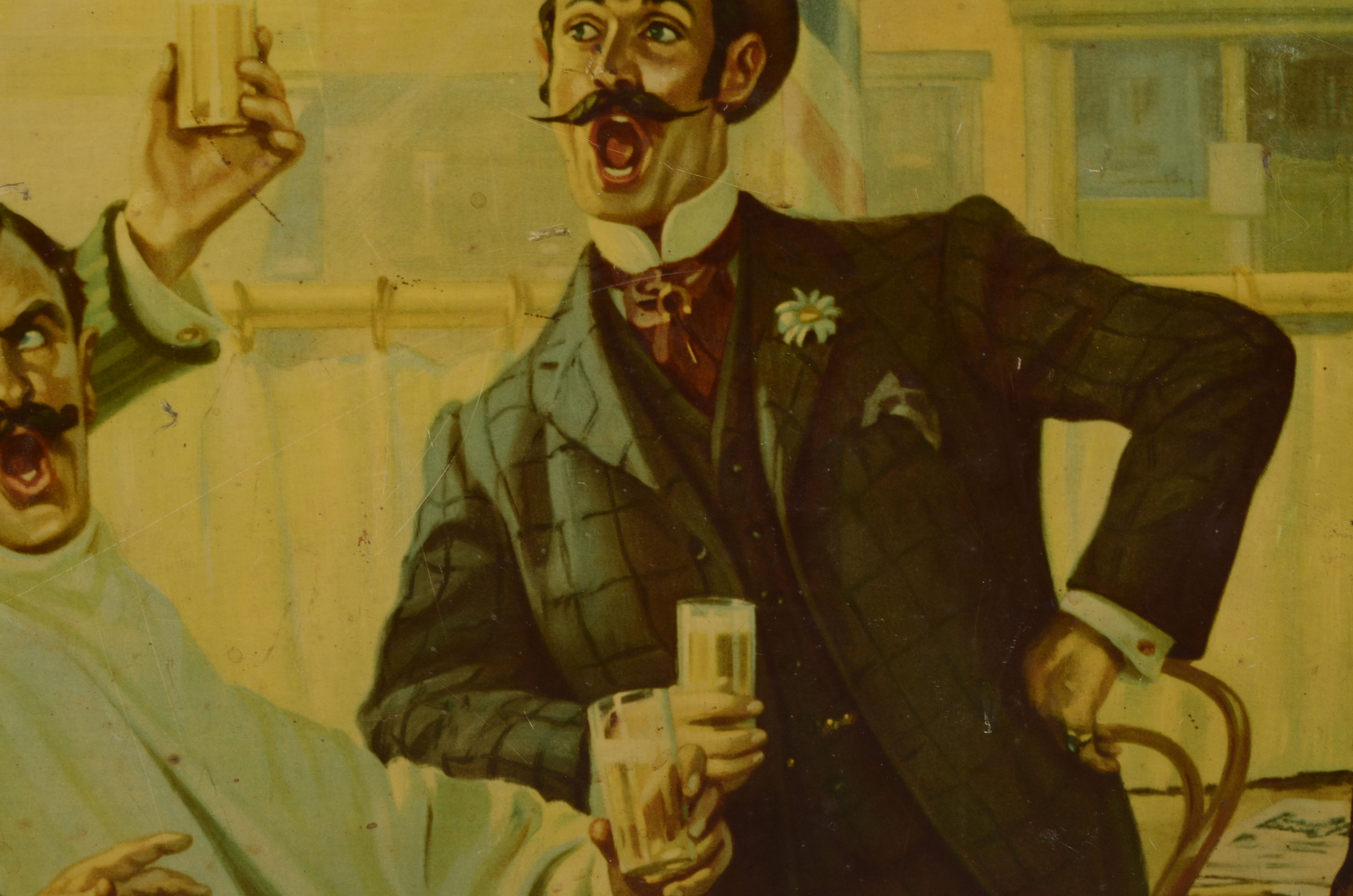 Vintage Burger Beer Tin Lithograph Advertising Sign