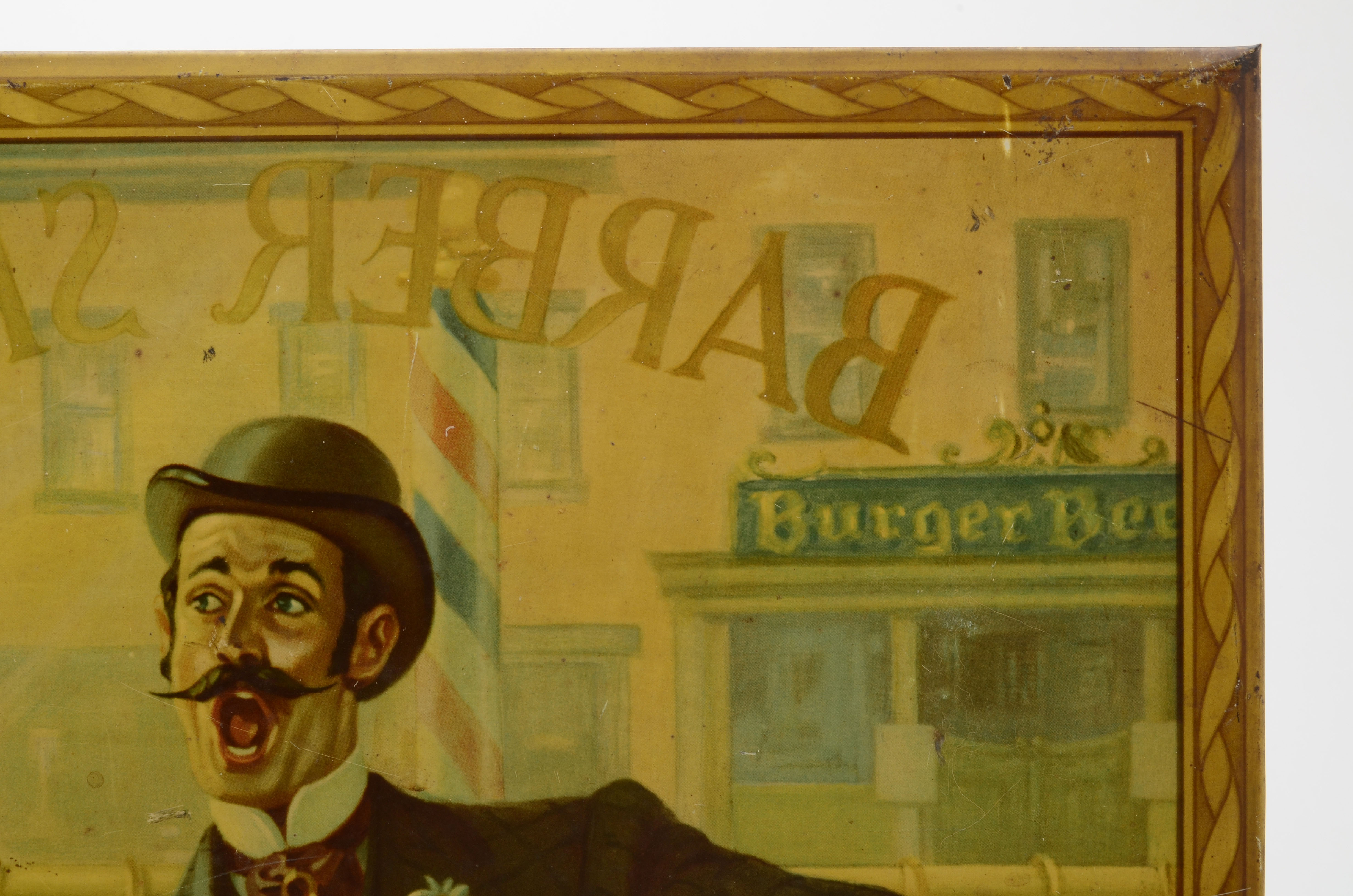 Vintage Burger Beer Tin Lithograph Advertising Sign