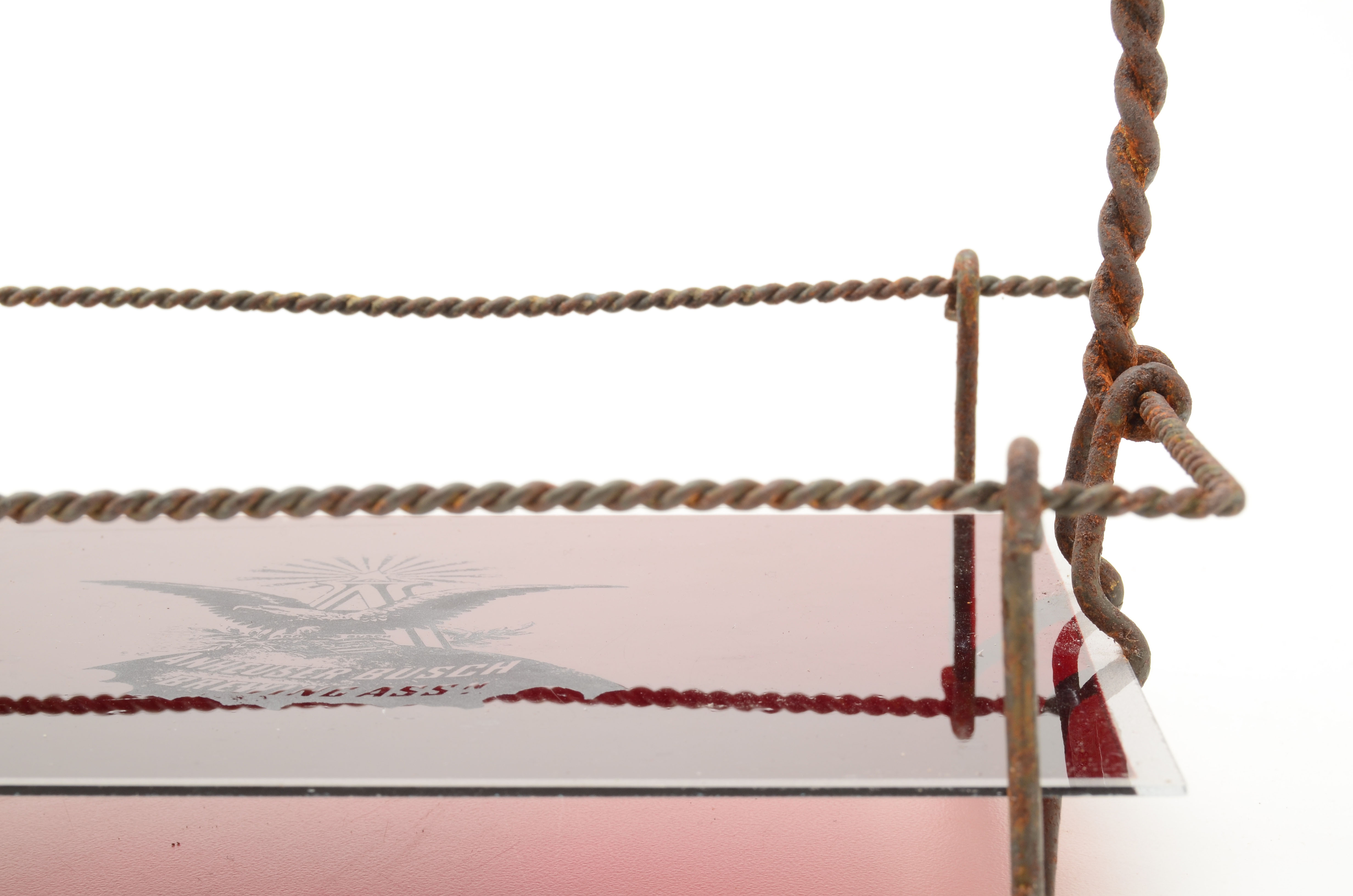 Antique Anheuser Busch Ruby Glass Advertising Barware Caddy