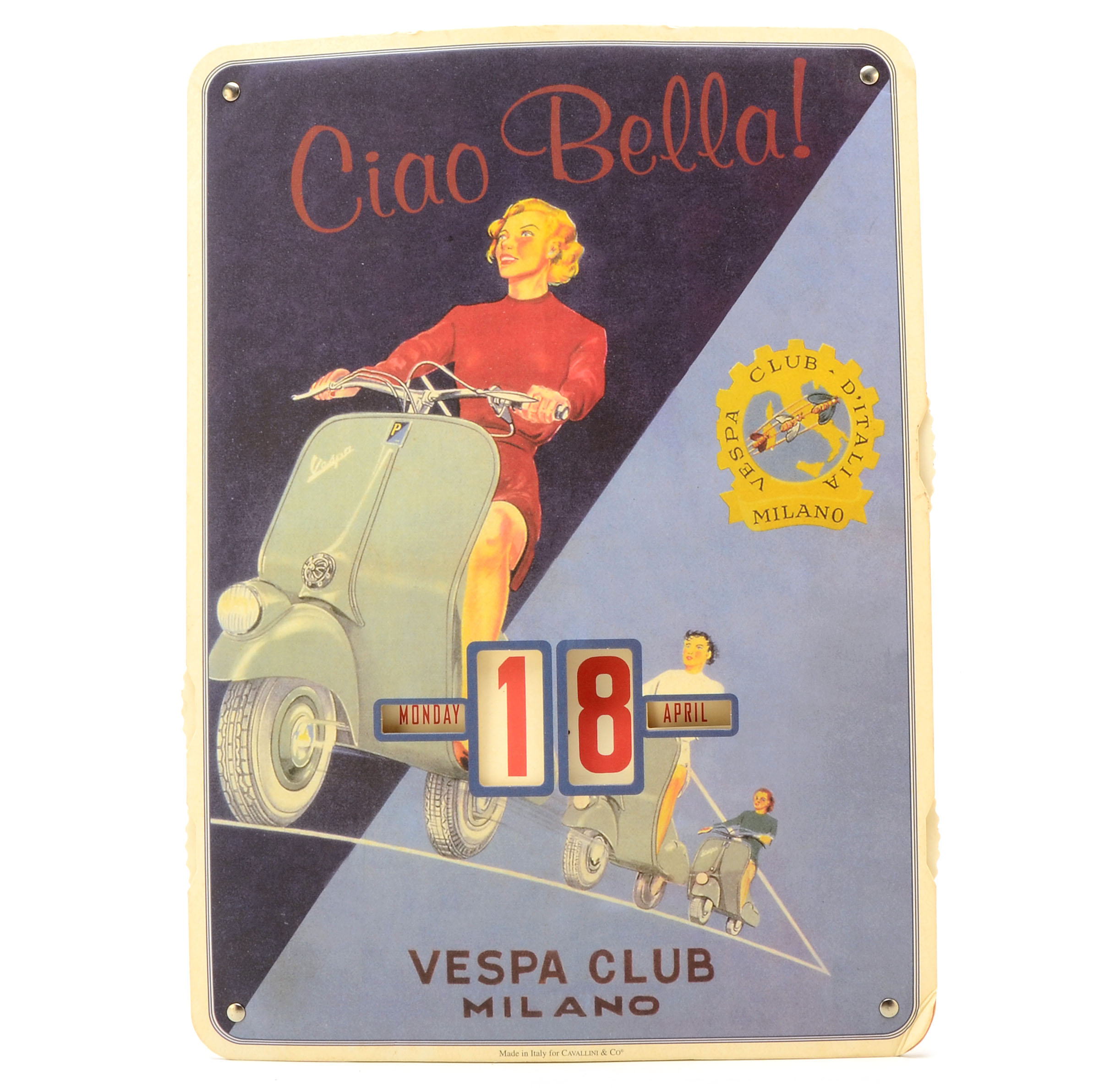 Italian Vespa Club Advertising Perpetual Calendar