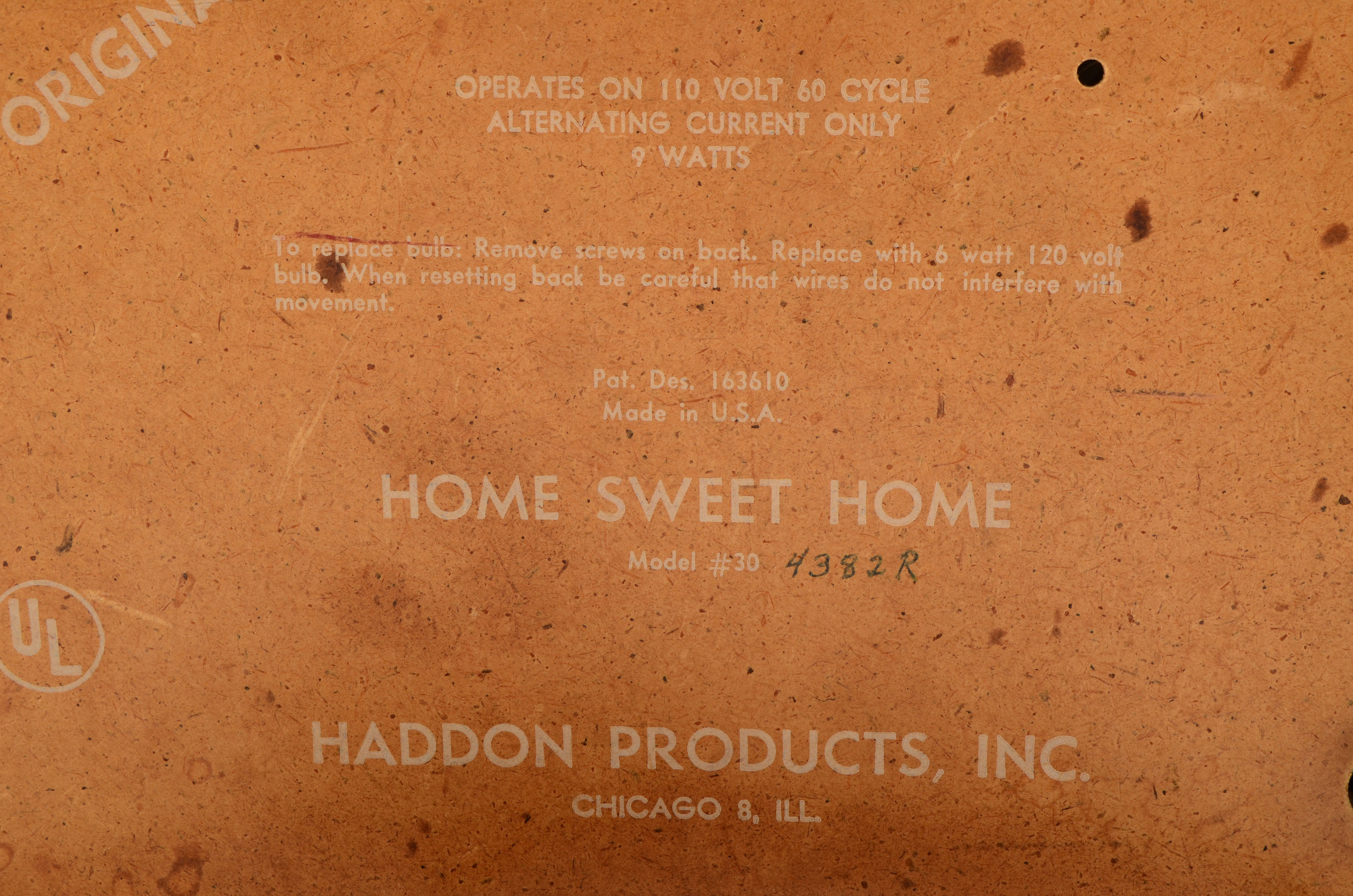 Haddon "Home Sweet Home" Illuminated Motion Shelf Clock