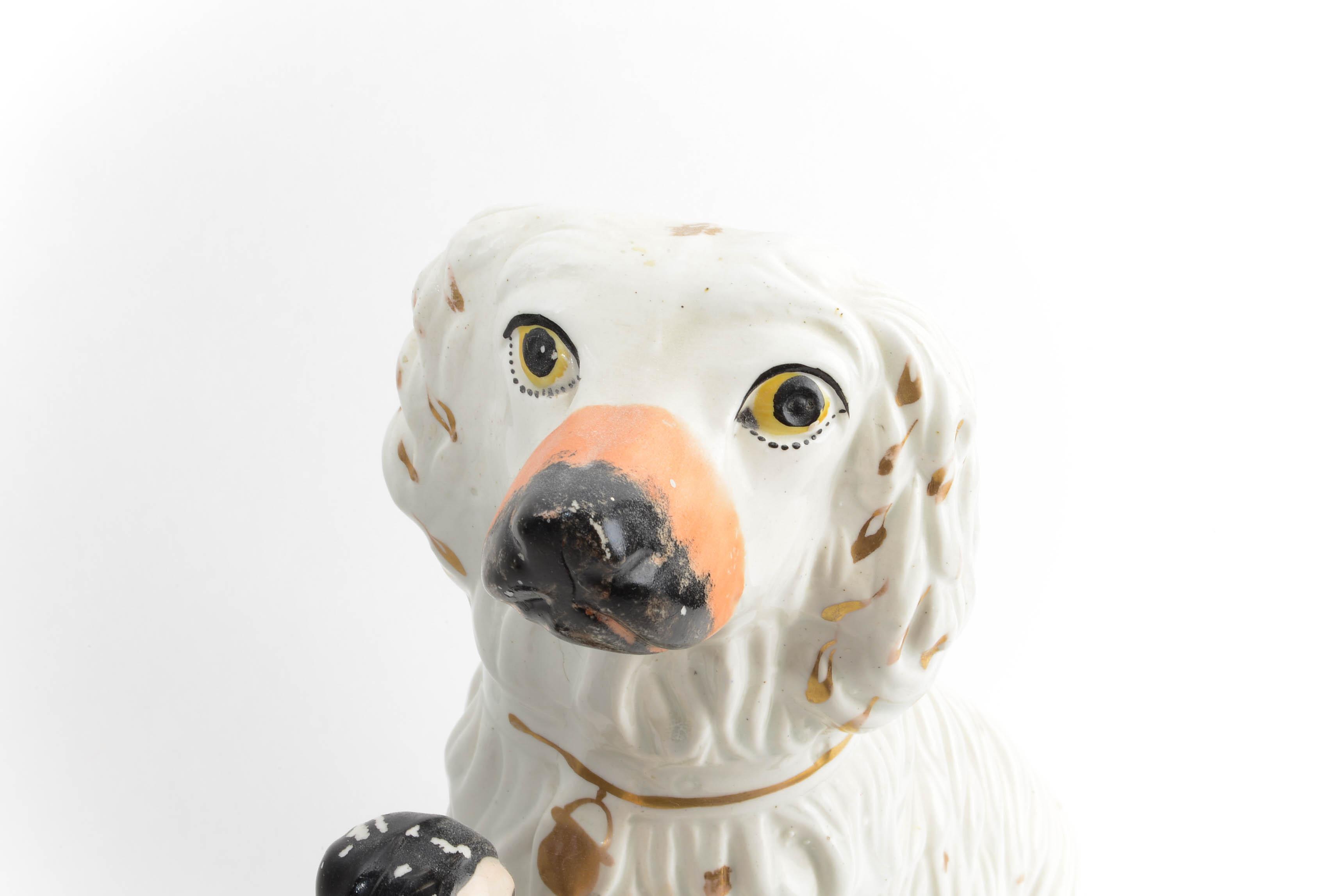 Victorian Era Girl and Afghan Hound Staffordshire Style Figurine