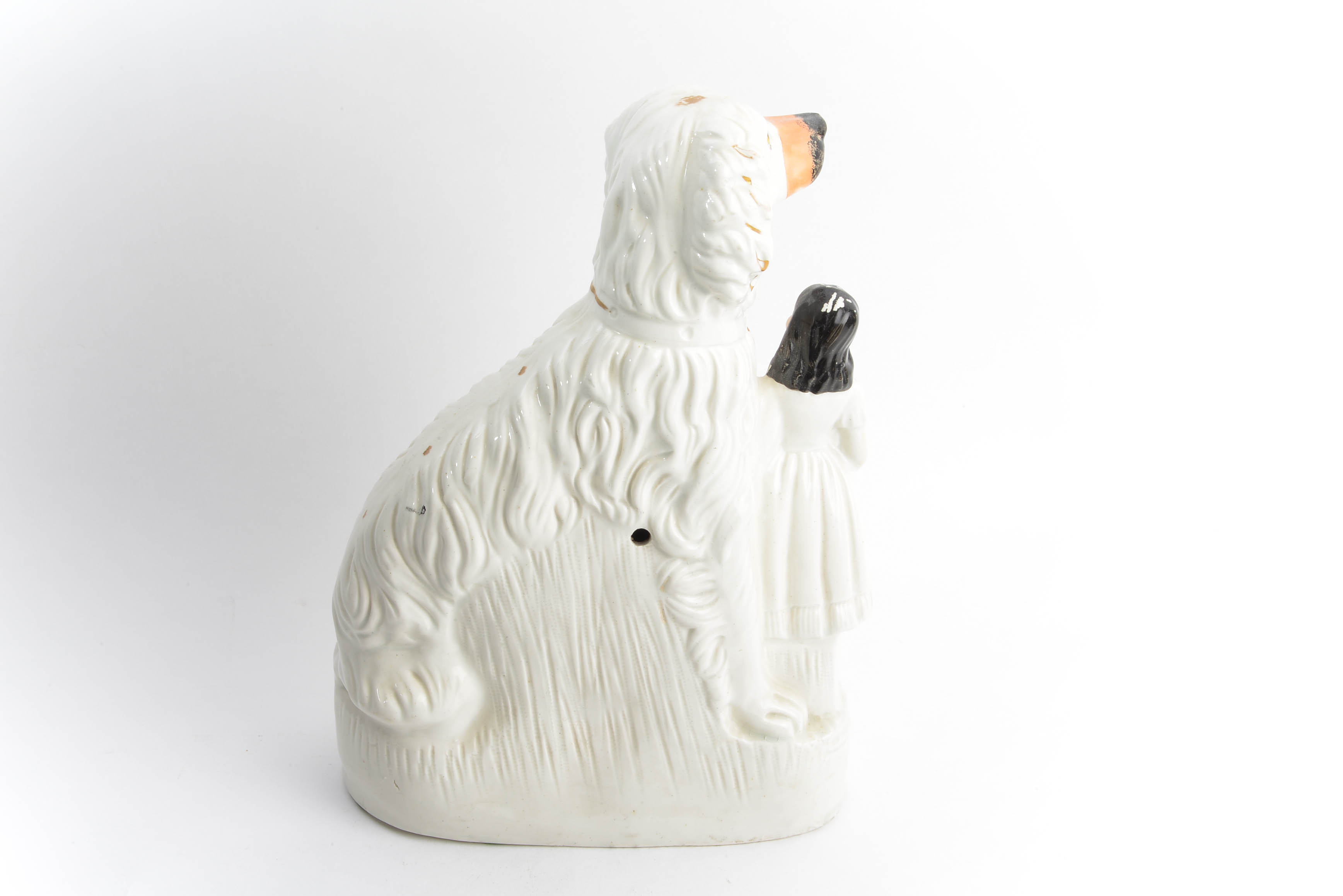 Victorian Era Girl and Afghan Hound Staffordshire Style Figurine