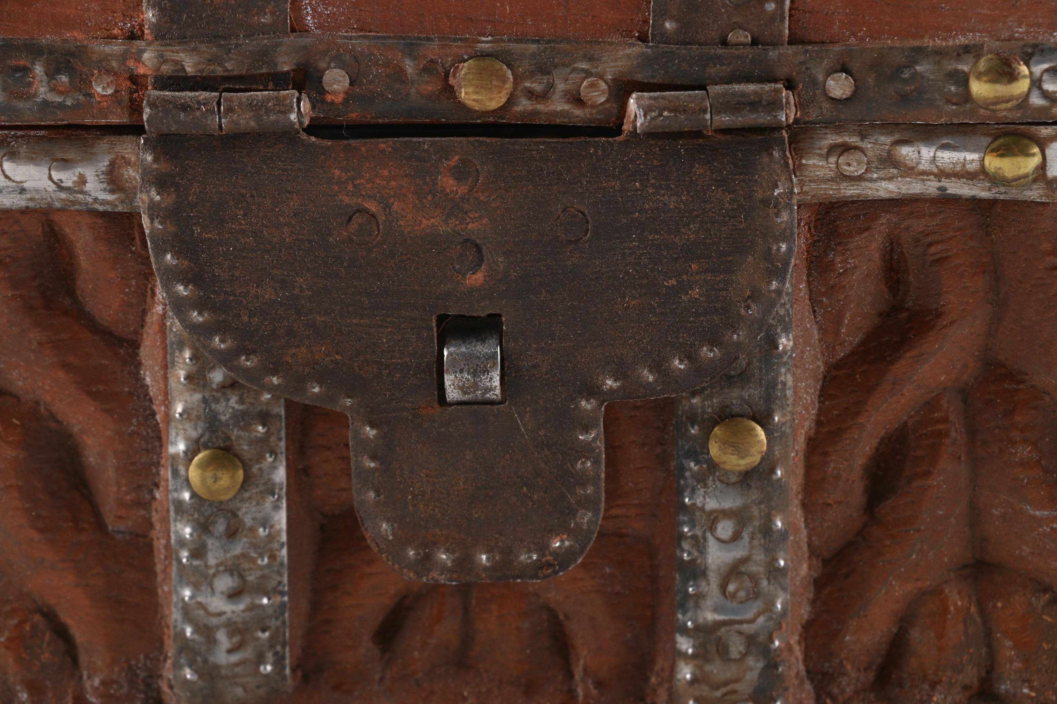 Carved Wood and Metal Trinket Box