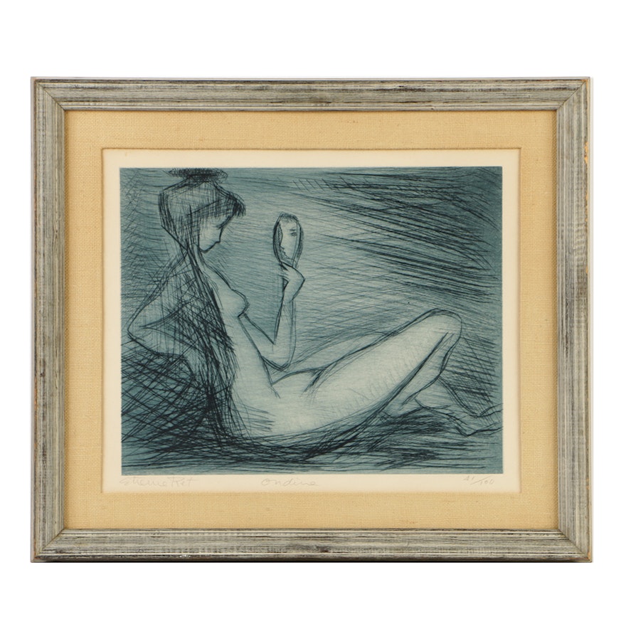 Etienne Ret Limited Edition Etching on Paper "Ondine"