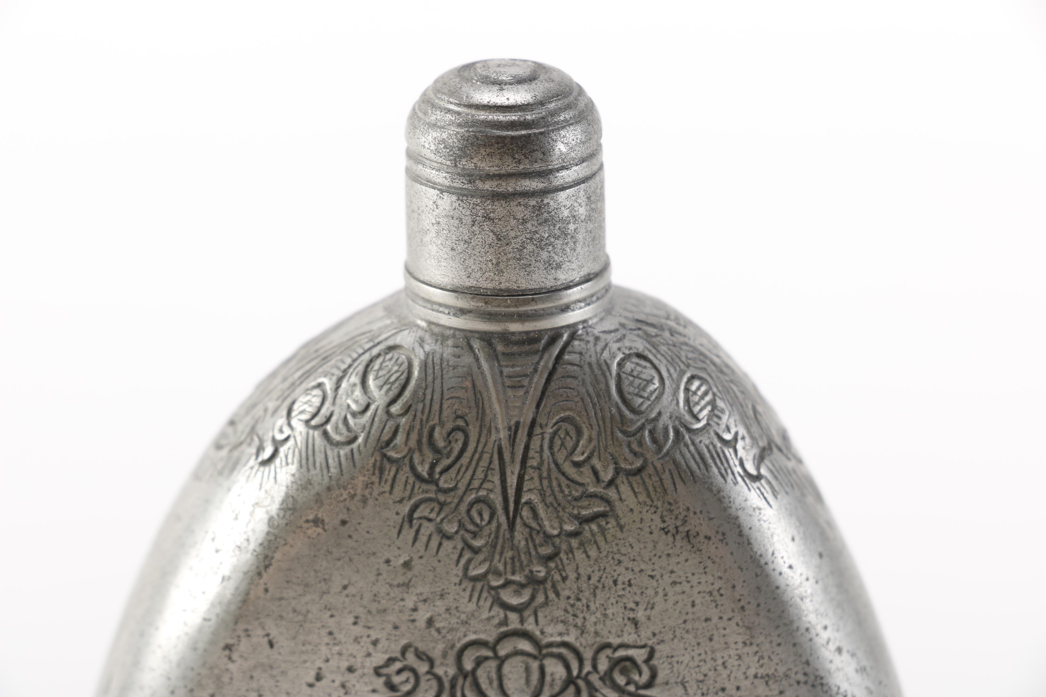 Pewter Reproduction of Antique Flask