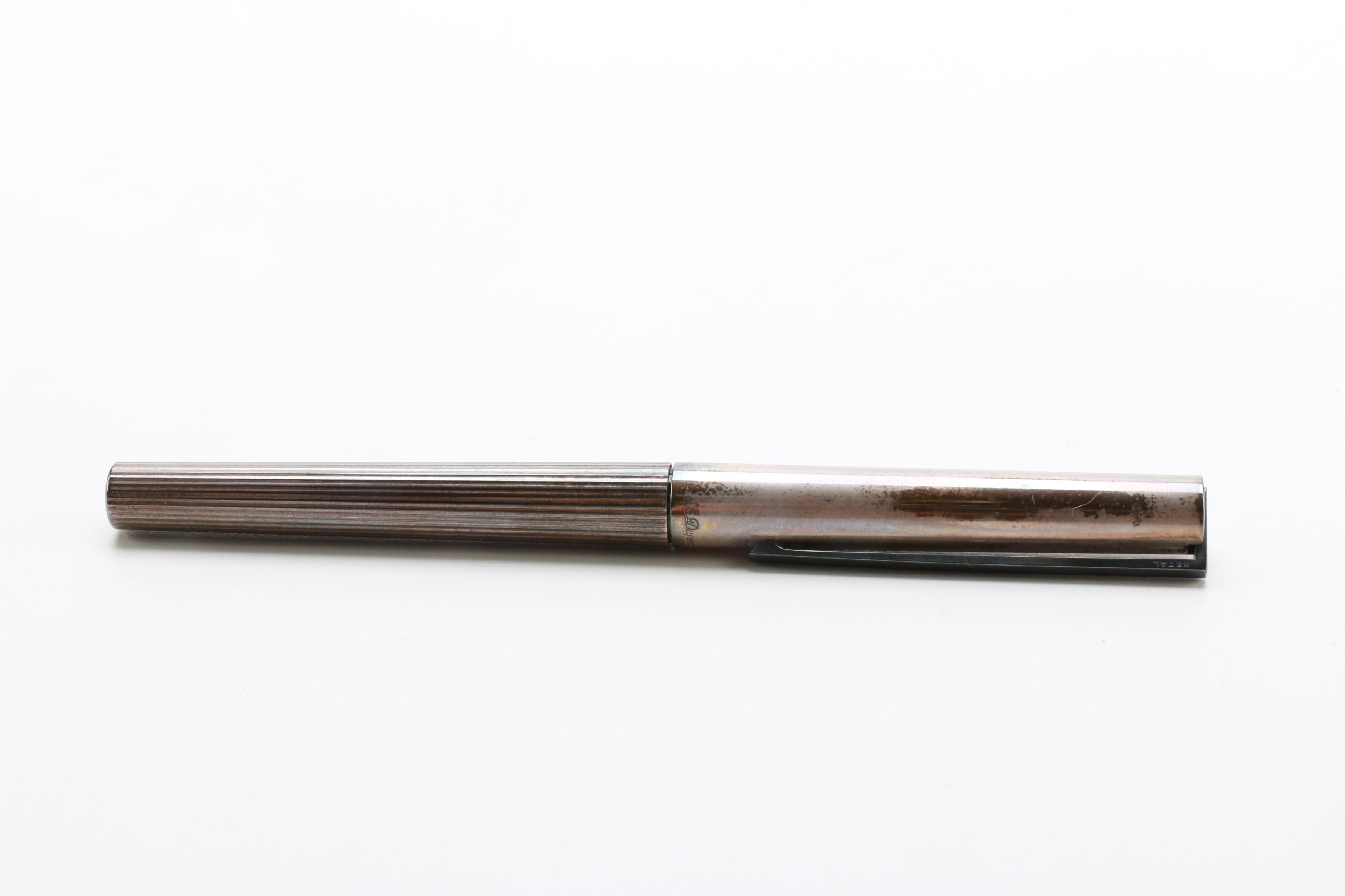 S. T Dupont Sterling Silver Fountain Pen With 18K Nib