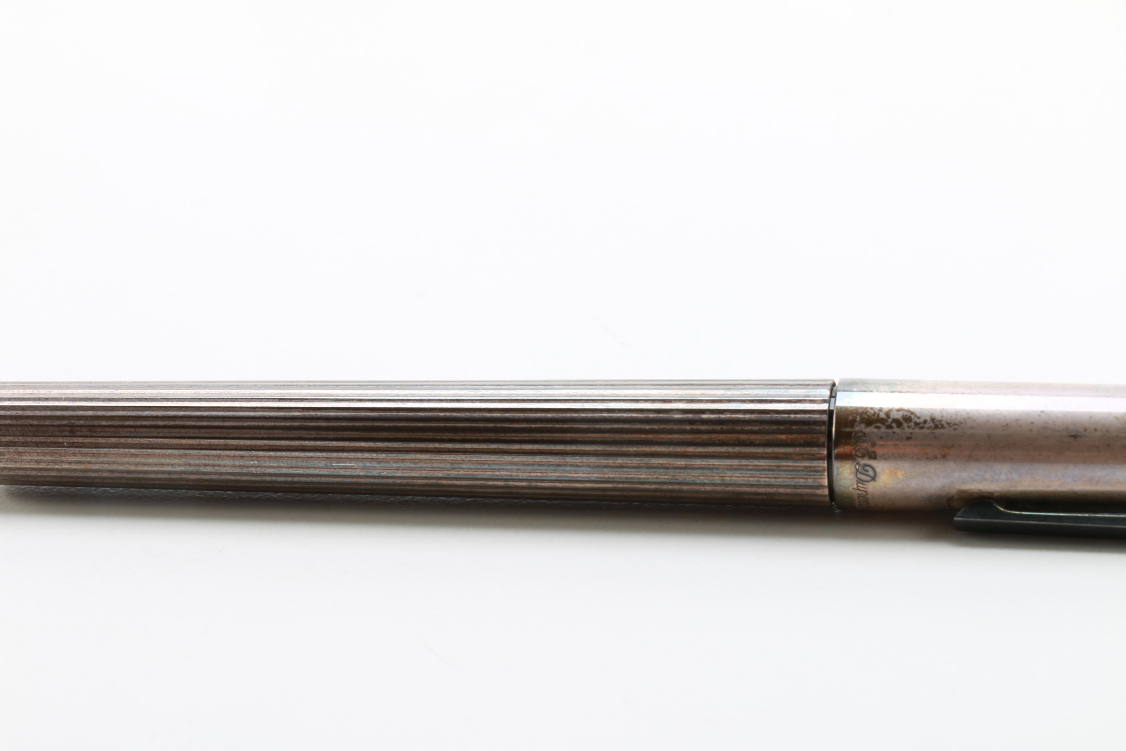 S. T Dupont Sterling Silver Fountain Pen With 18K Nib