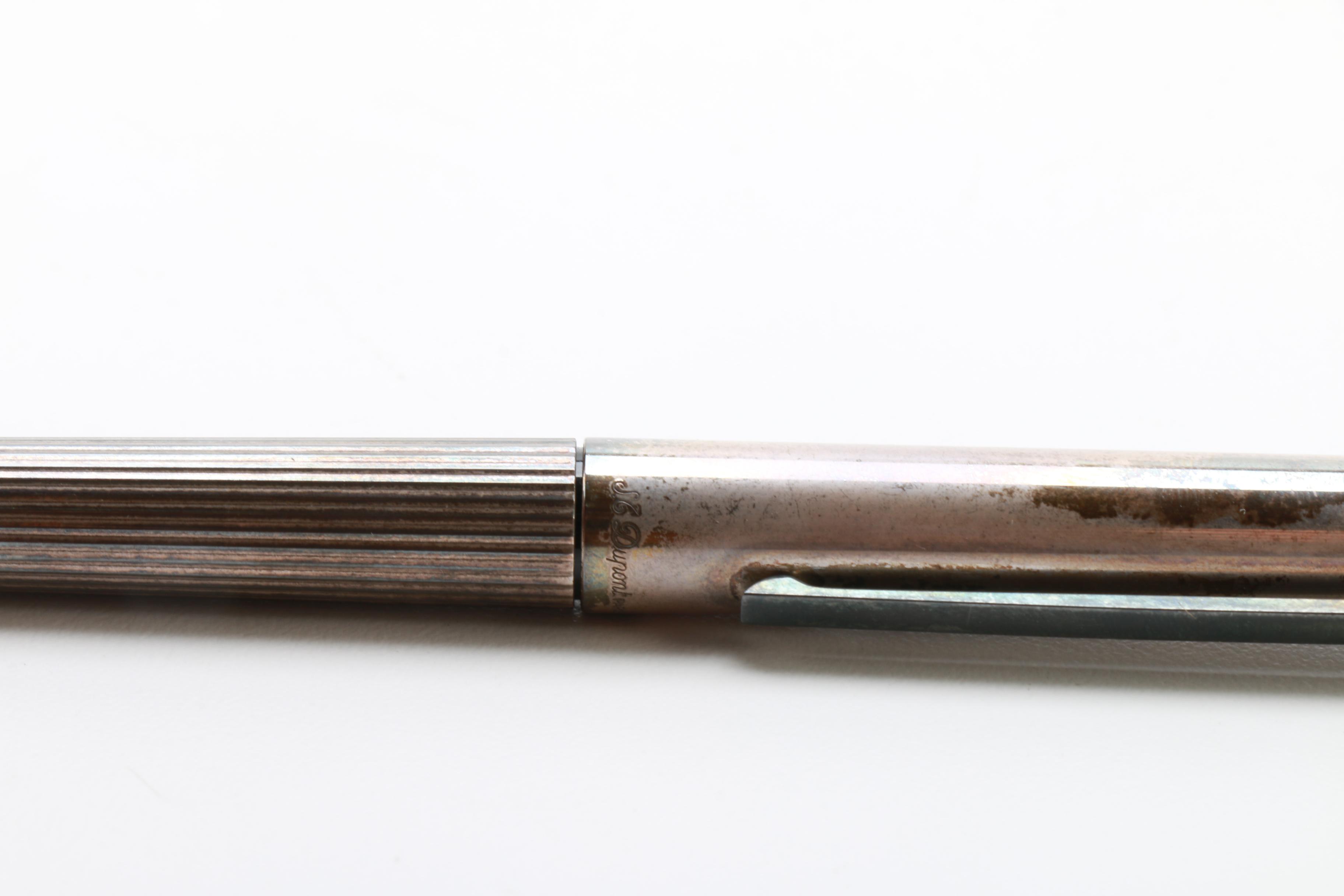 S. T Dupont Sterling Silver Fountain Pen With 18K Nib