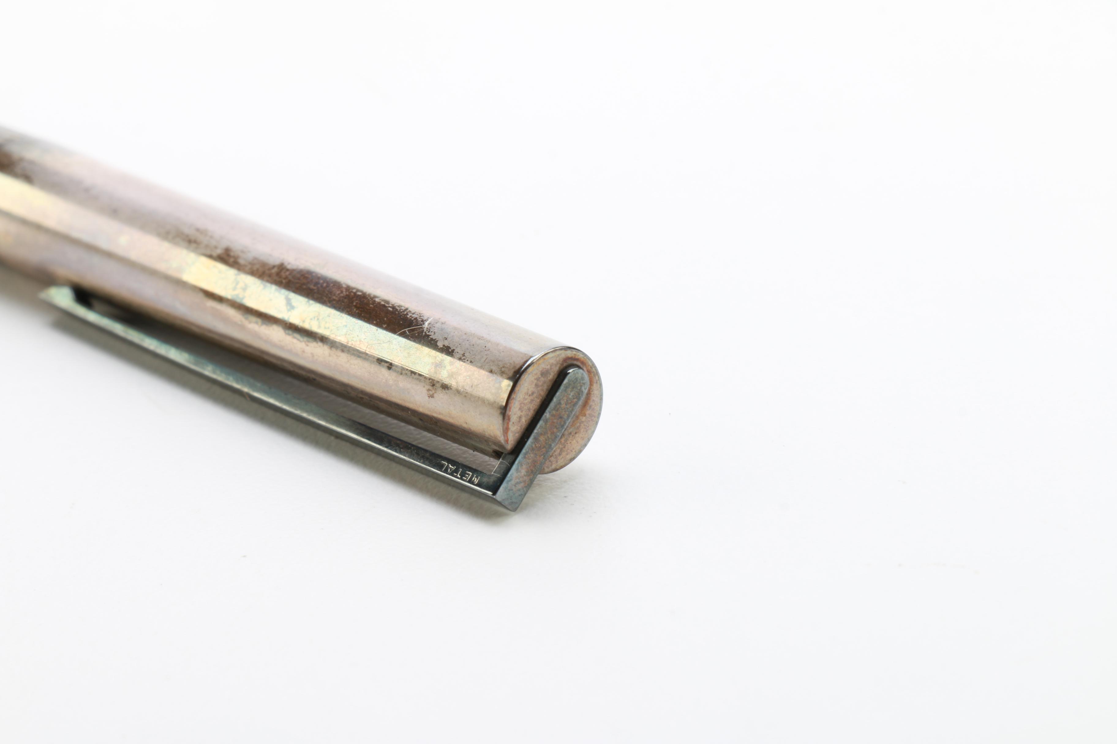 S. T Dupont Sterling Silver Fountain Pen With 18K Nib