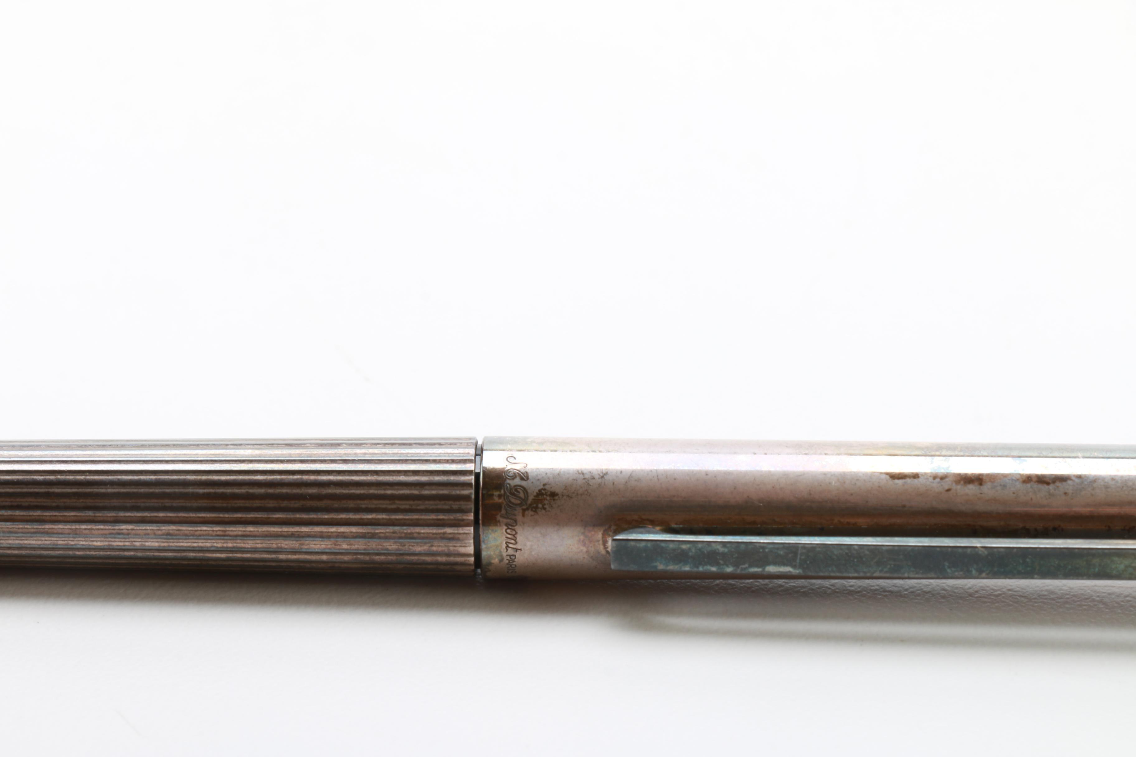 S. T Dupont Sterling Silver Fountain Pen With 18K Nib