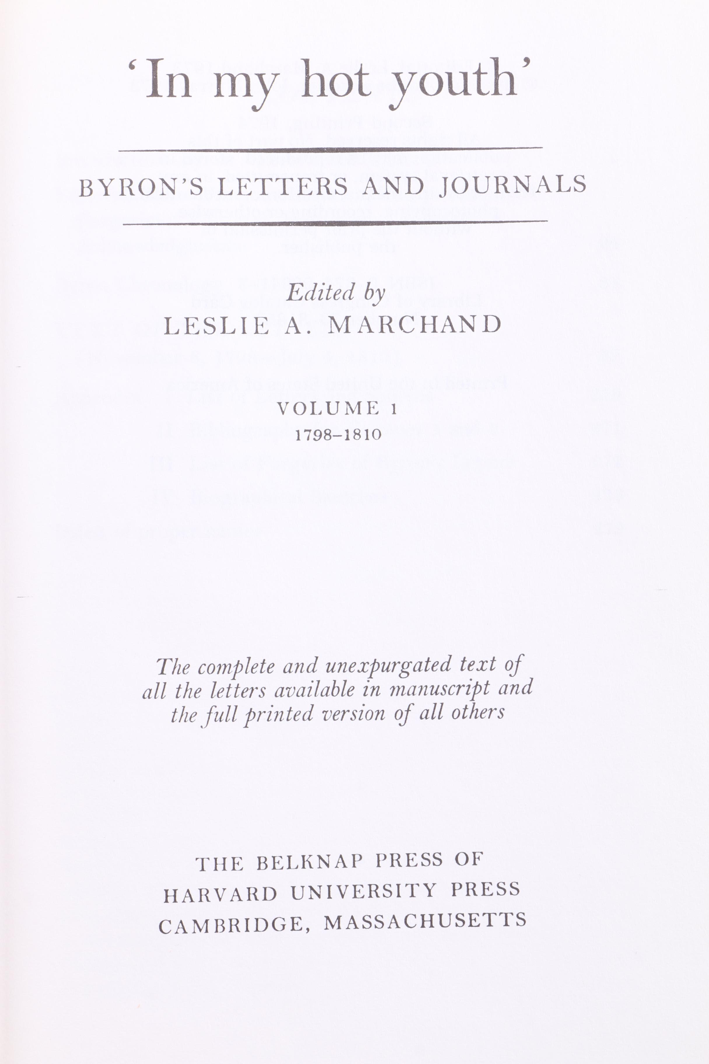 "Byron's Letters & Journals" Twelve Volume Collection