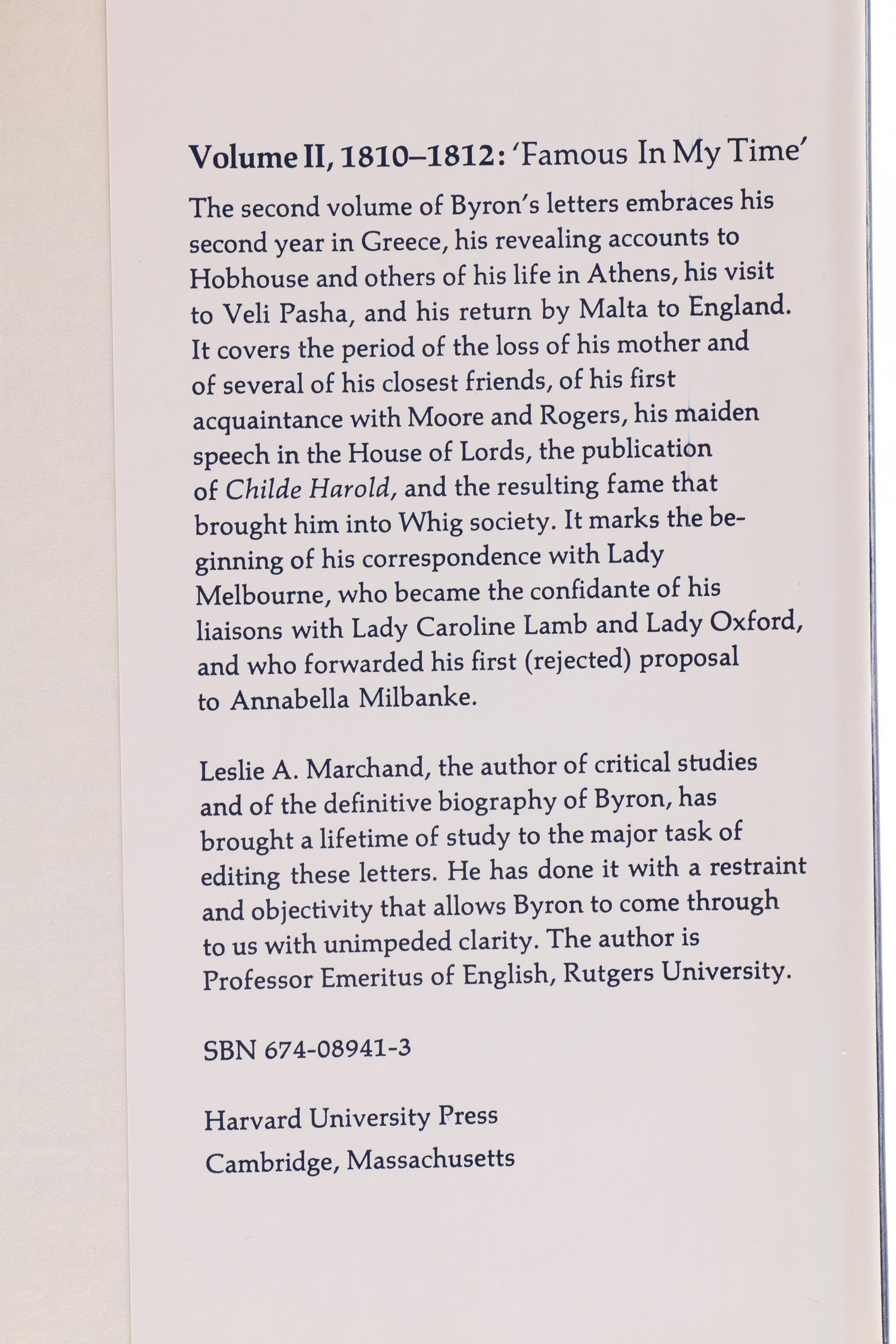 "Byron's Letters & Journals" Twelve Volume Collection