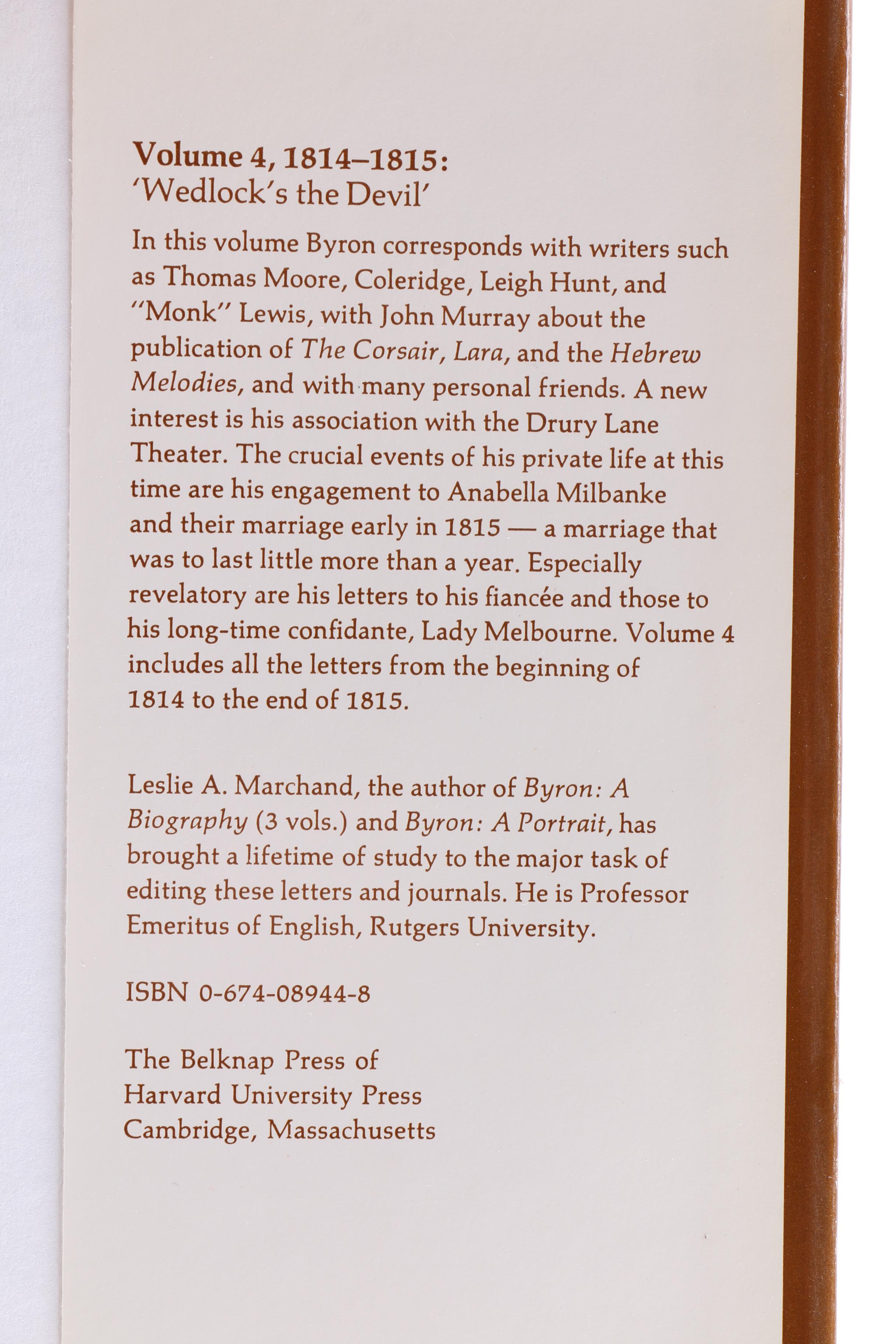 "Byron's Letters & Journals" Twelve Volume Collection