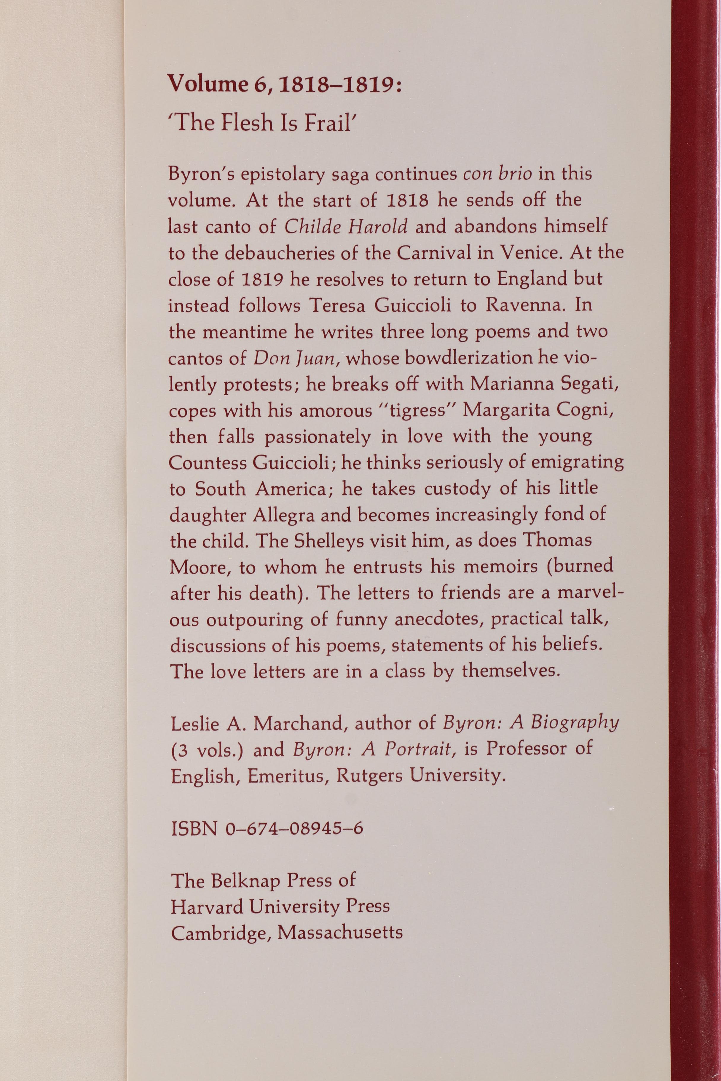 "Byron's Letters & Journals" Twelve Volume Collection