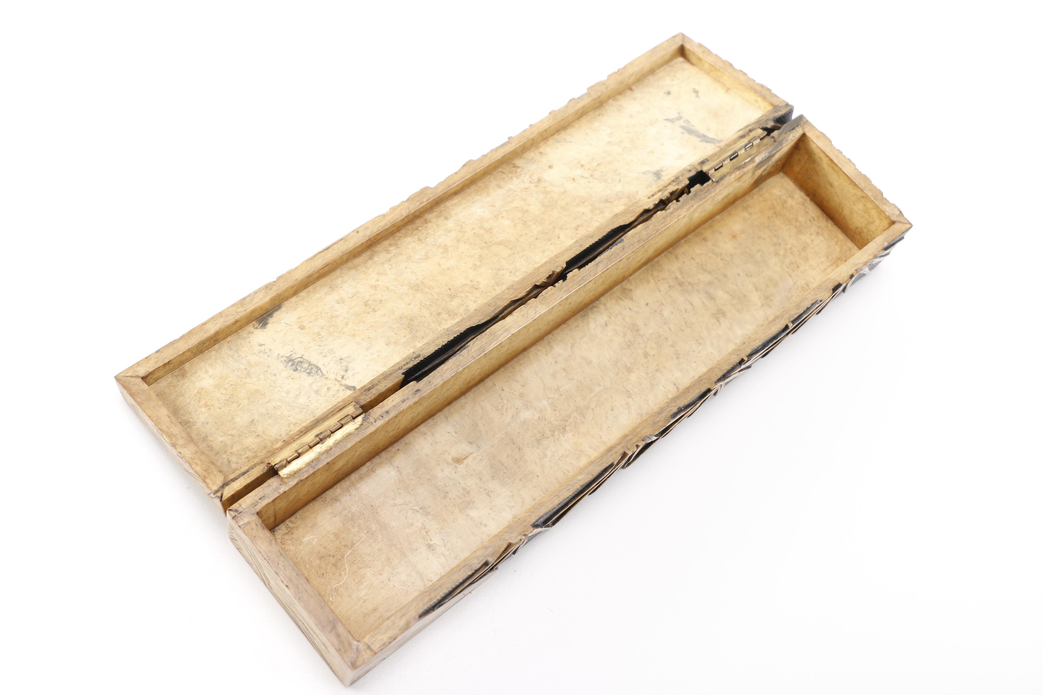 Carved Soap Stone Bamboo Themed Box